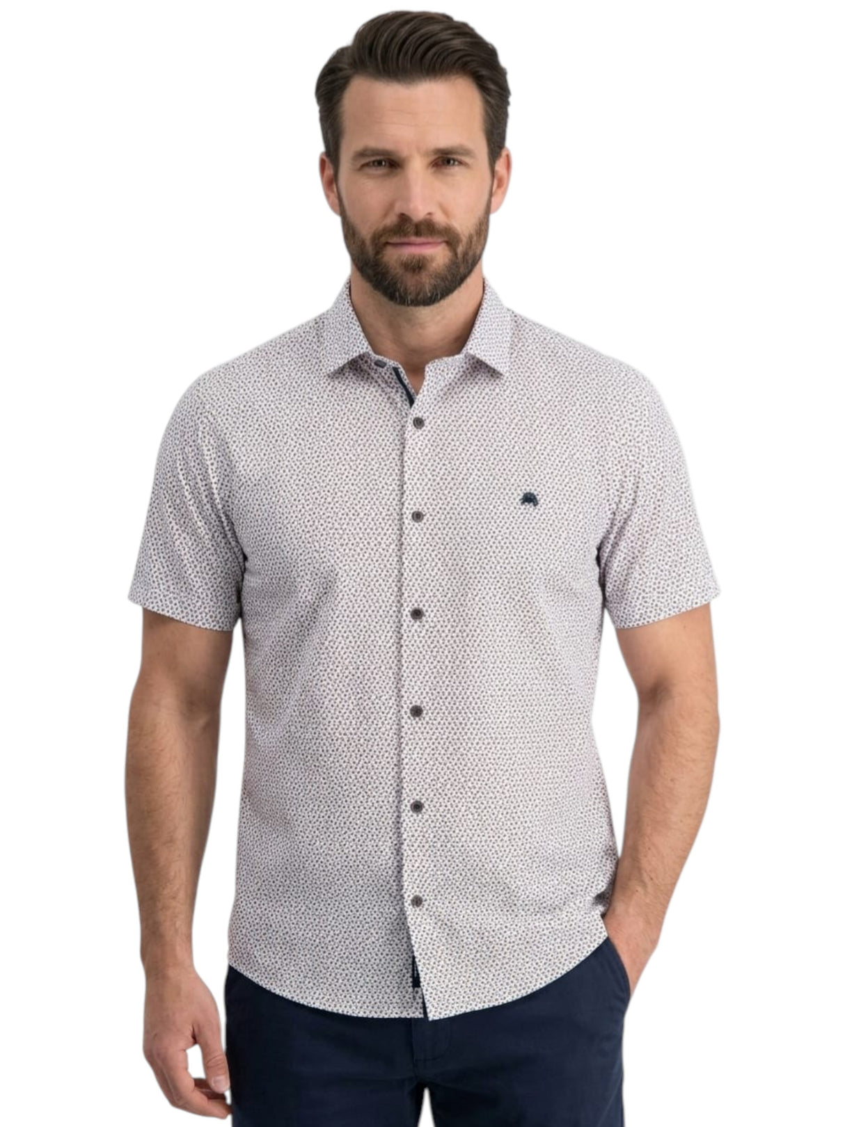 Image for Men's Printed Dress Shirt,White