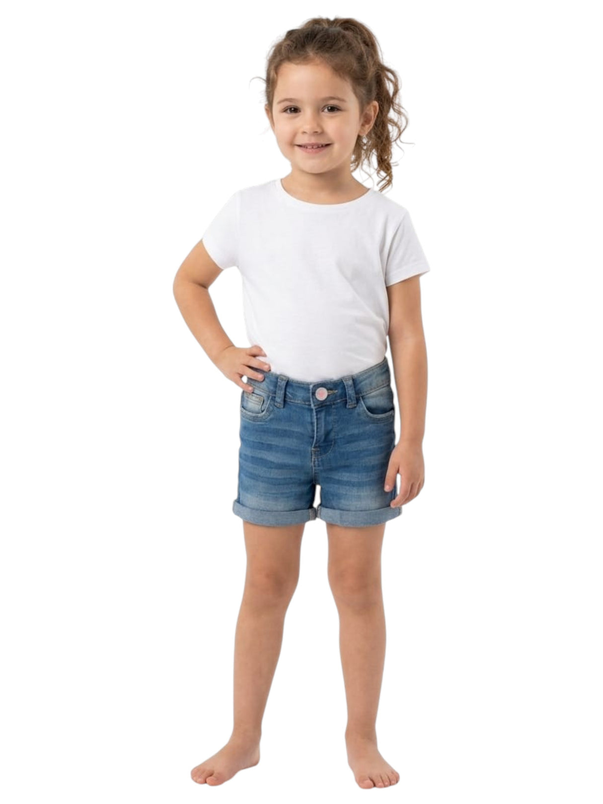 Image for Kids Girl's Washed Jeans Short,Blue