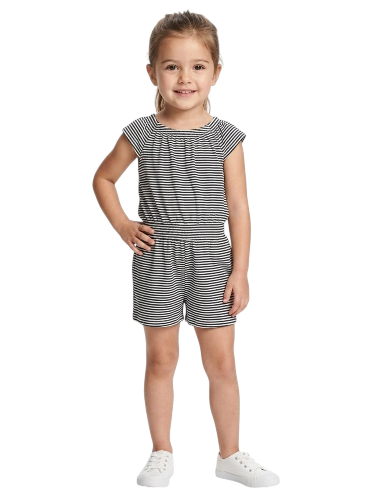 Image for Kids Girl's Navy Stripepd Jumpsuit,White