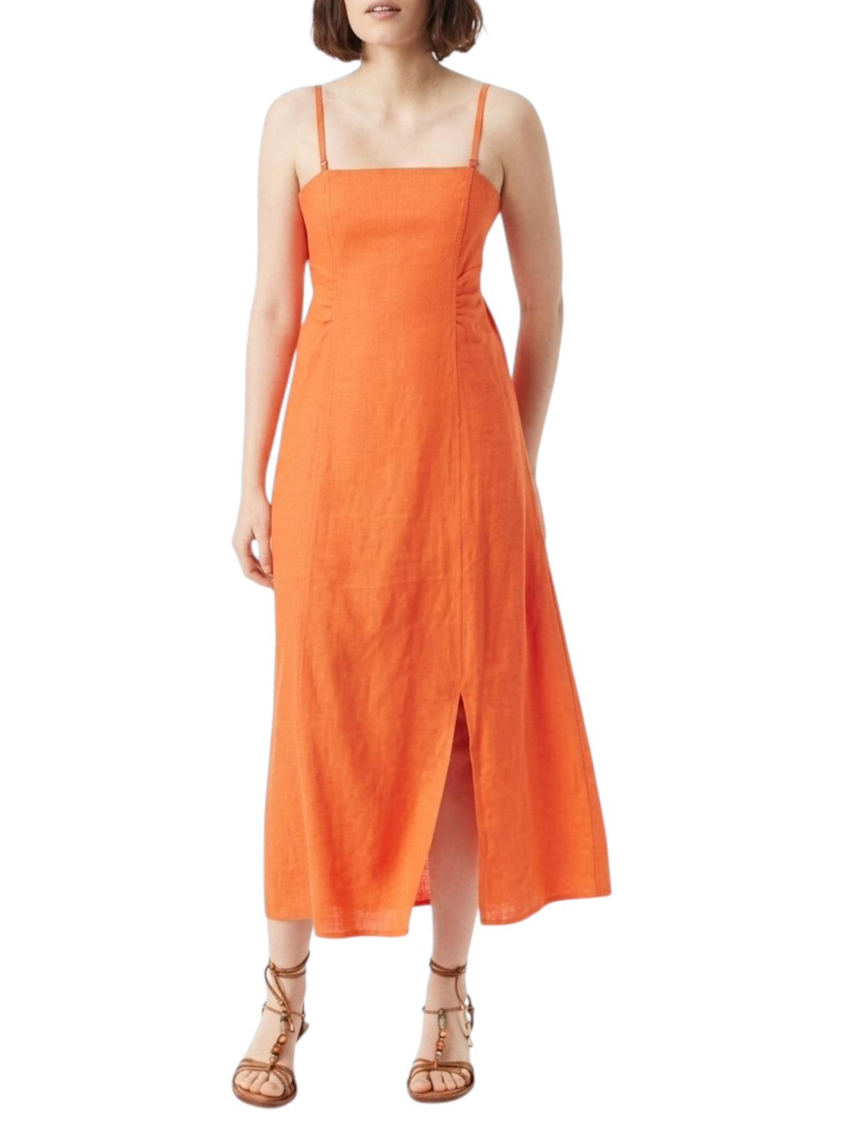 Image for Women's Plain Solid Dress Open Back,Orange