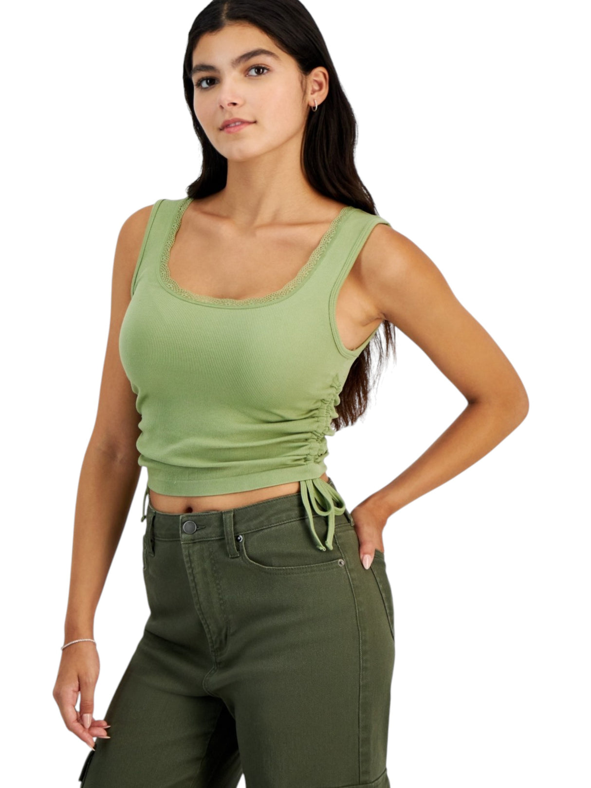 Image for Women's Ribbed Crop Top,Light Olive