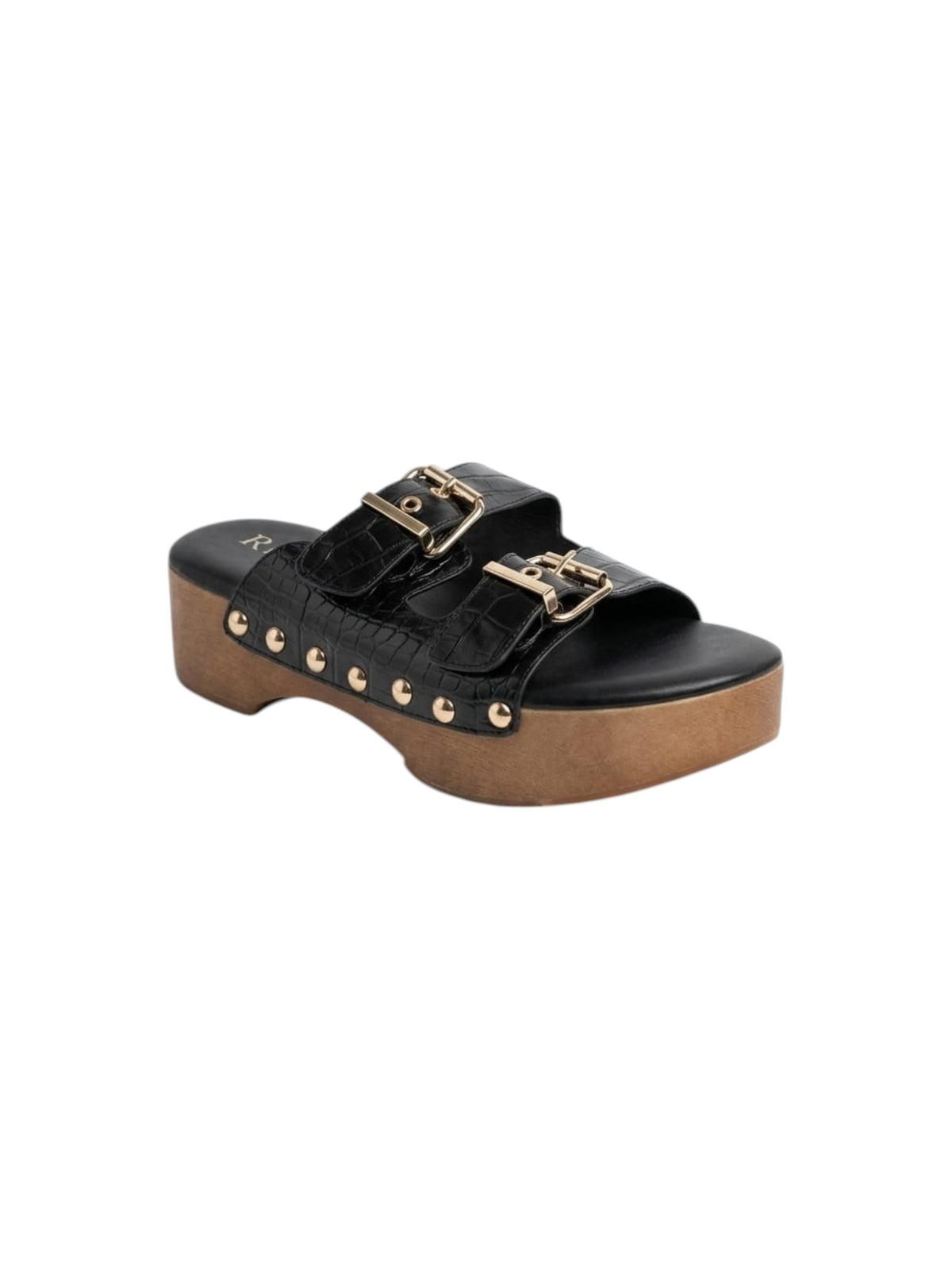 Image for Women's Buckles Ribbed Shoes,Black