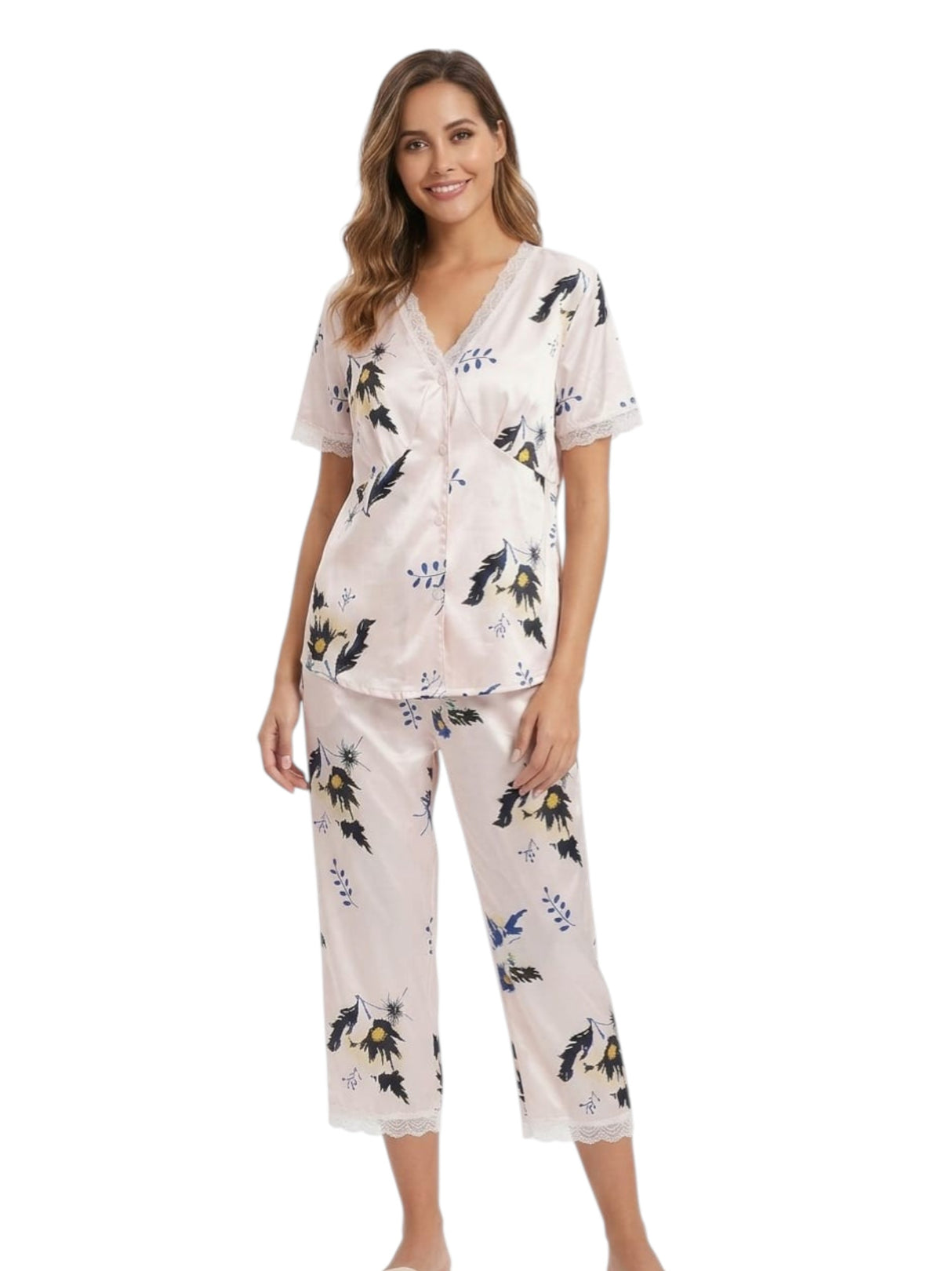 Image for Women's Printed Sleepwear Pajama Set,Ligth Beige