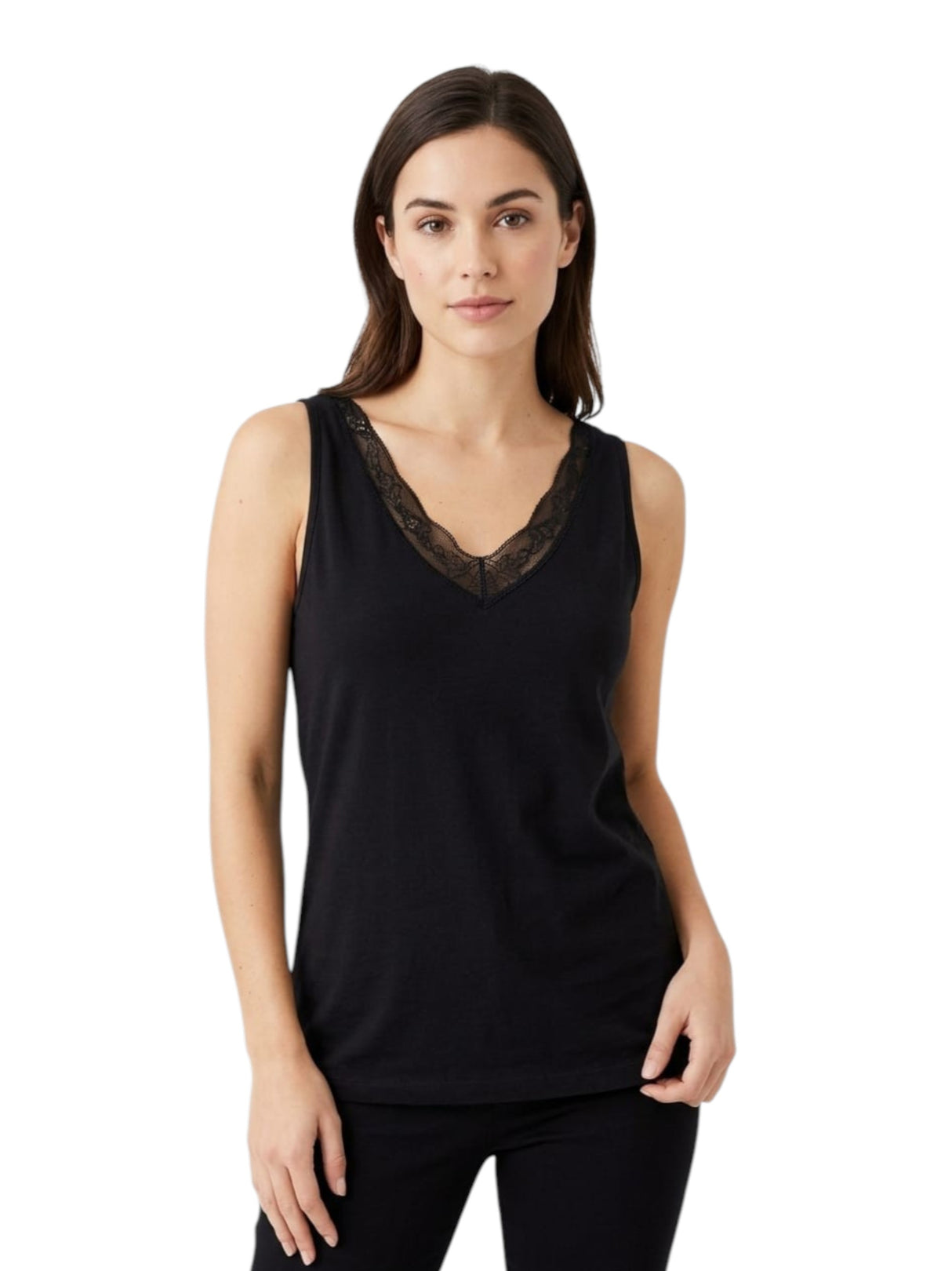 Image for Women's Lace Plain Top,Black
