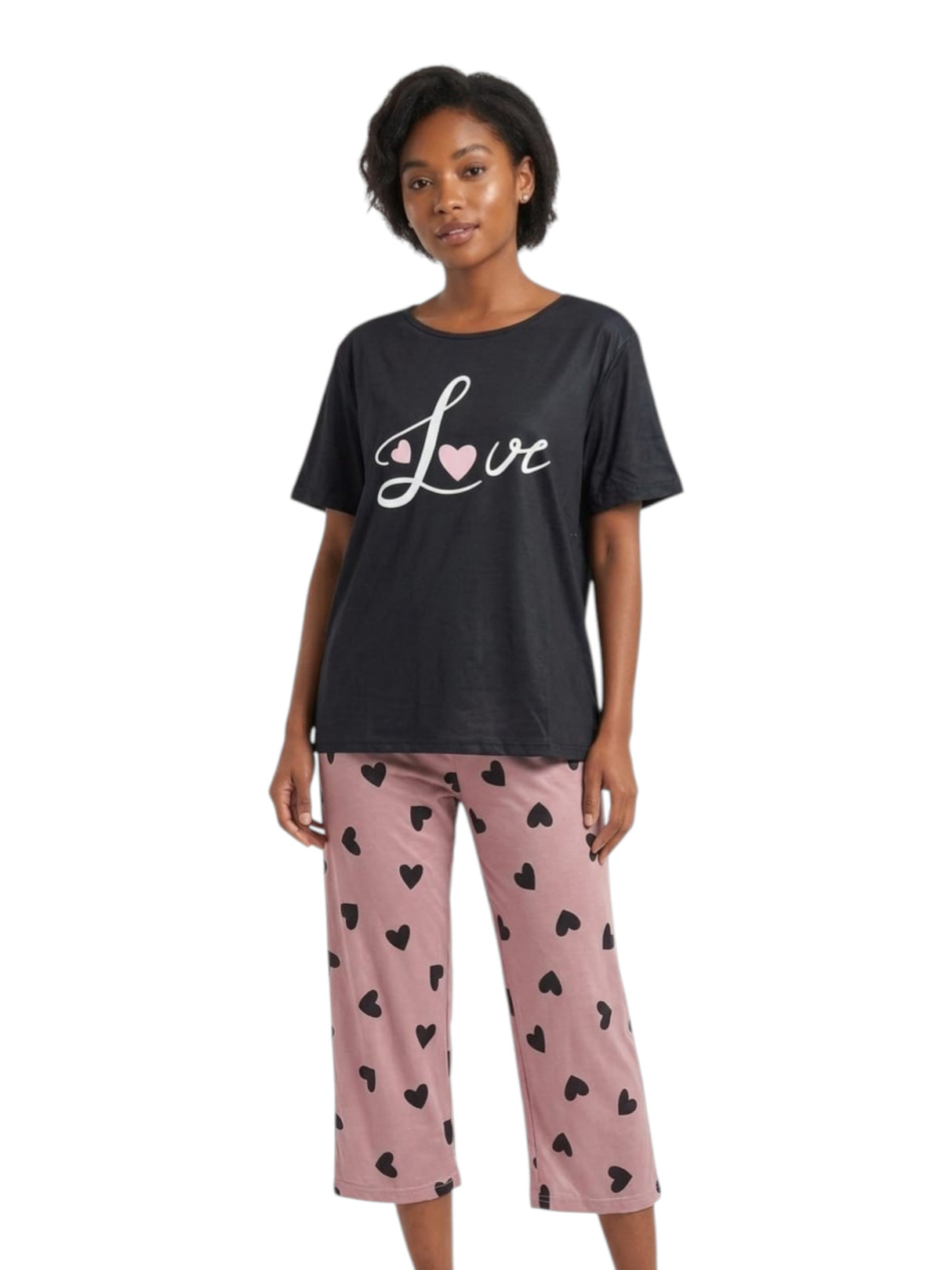 Image for Women's Printed Pajama Set,Black