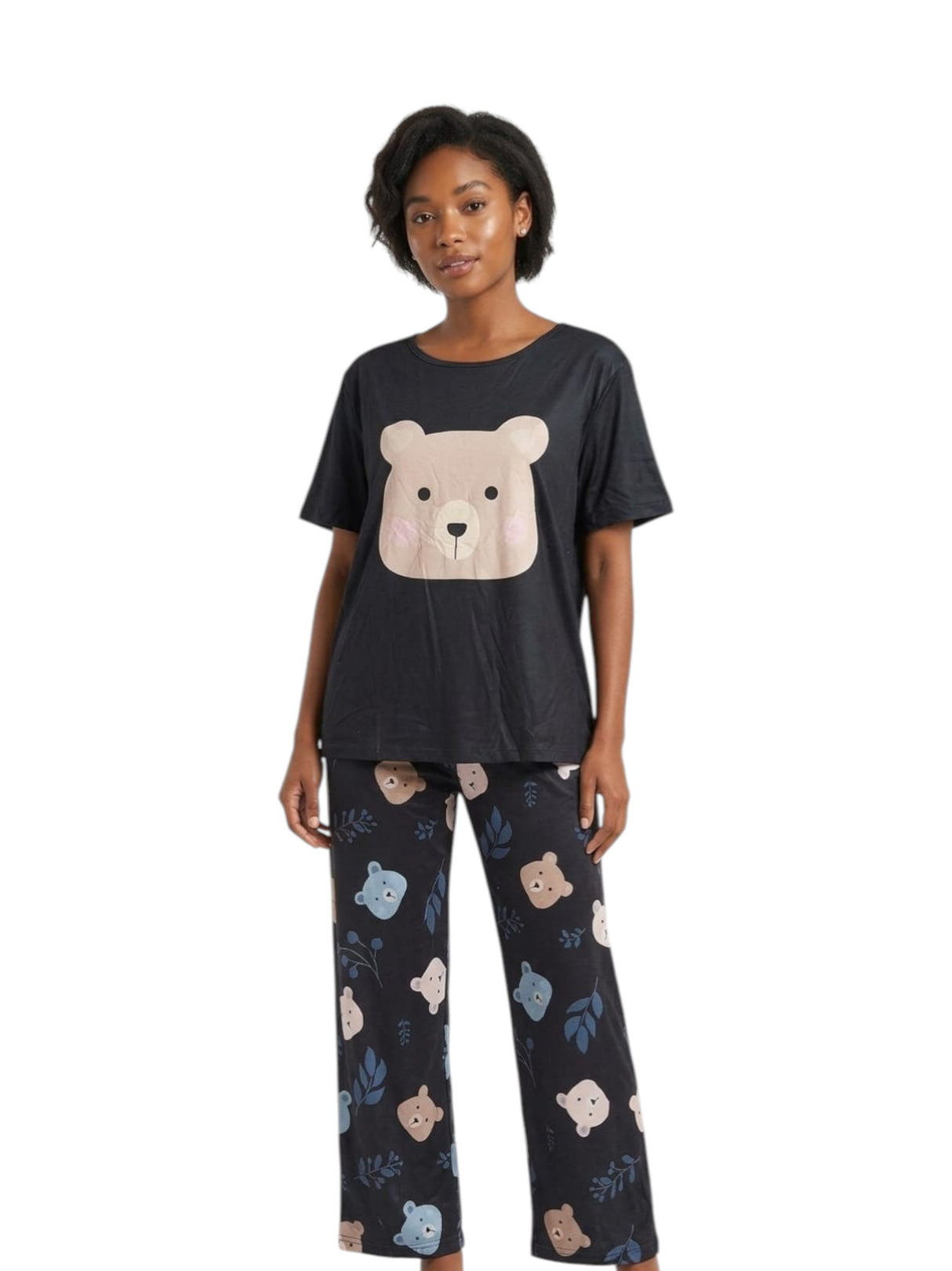 Image for Women's Printed Pajama Set,Black