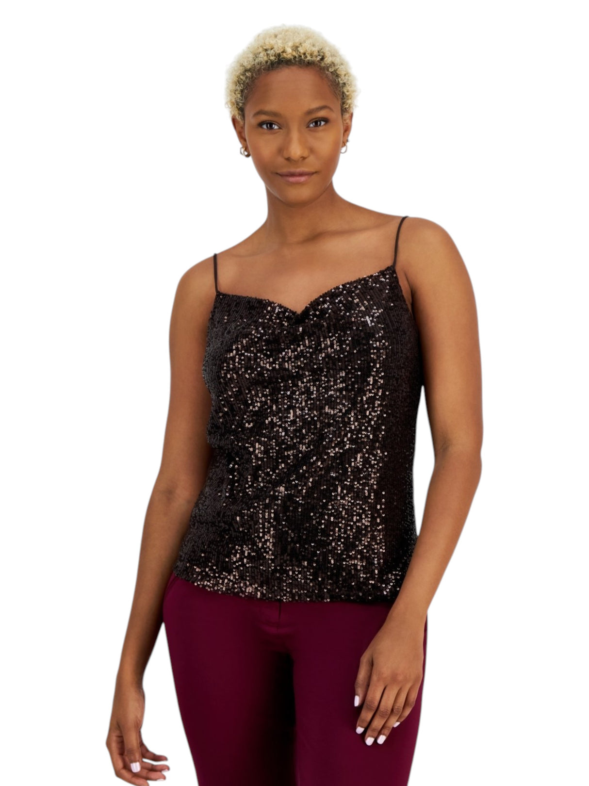 Image for Women's Sequined Top,Dark Brown