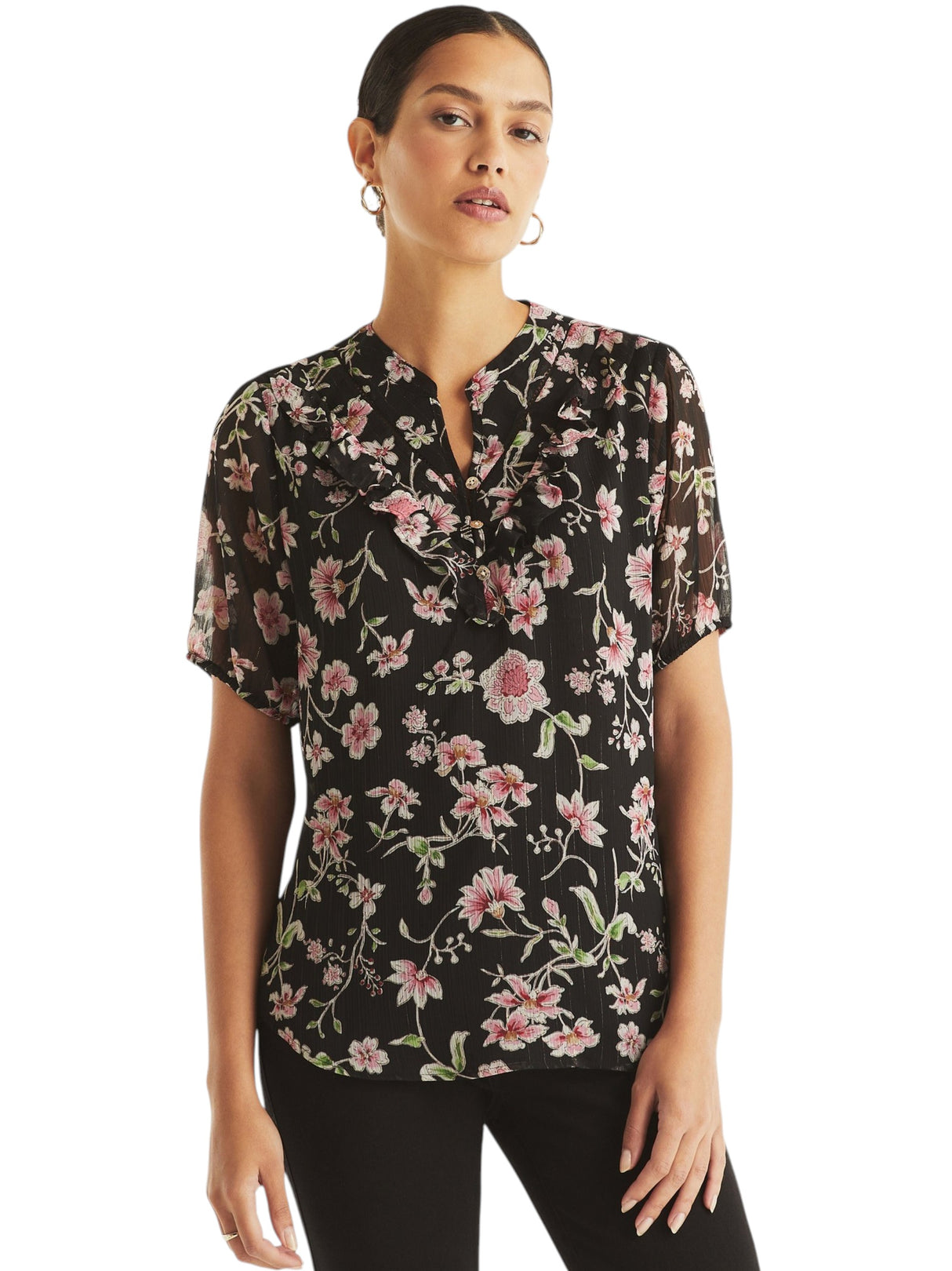 Image for Women's Printed Top,Black