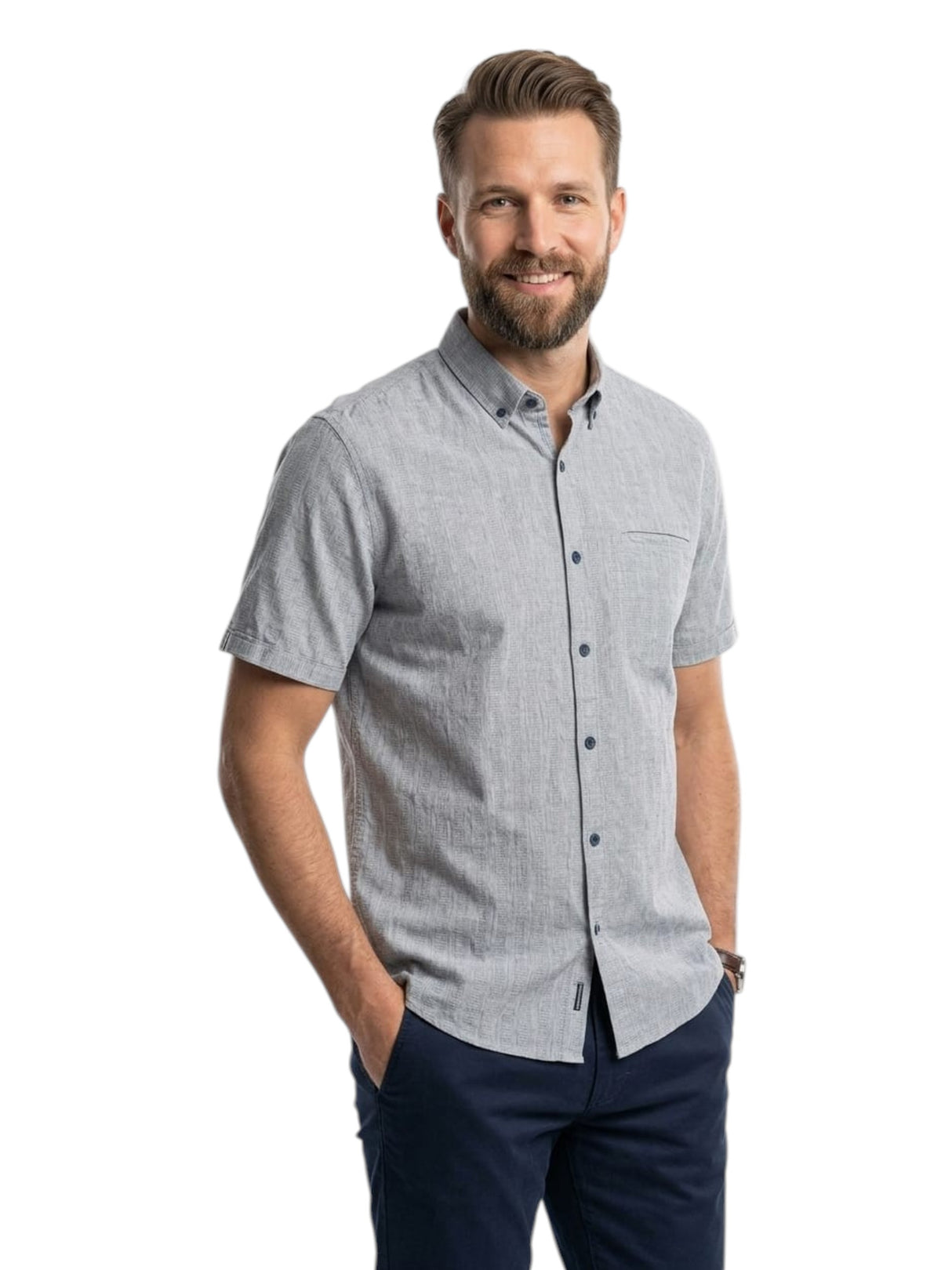 Image for Men's Textured Dress Shirt,Grey