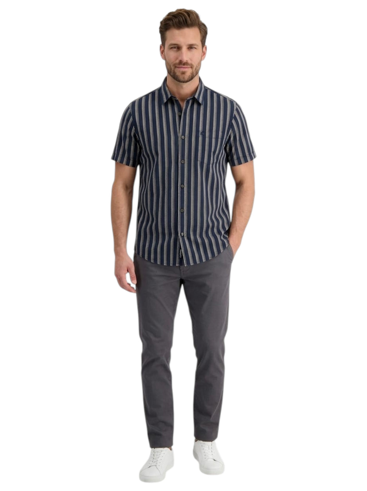 Image for Men's Striped Dress Shirt,Navy