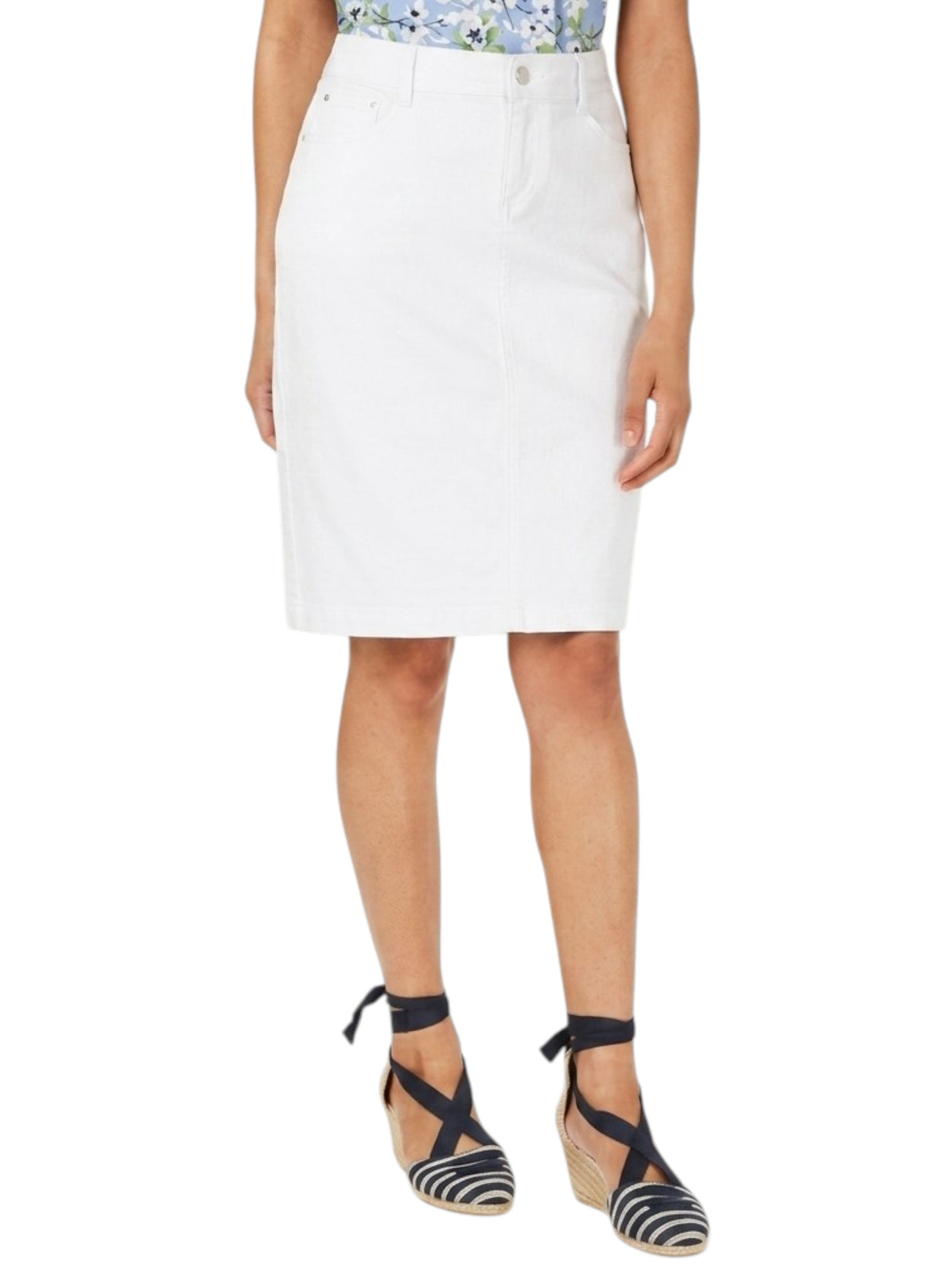 Image for Women's Plain Solid Jeans Skirt,White