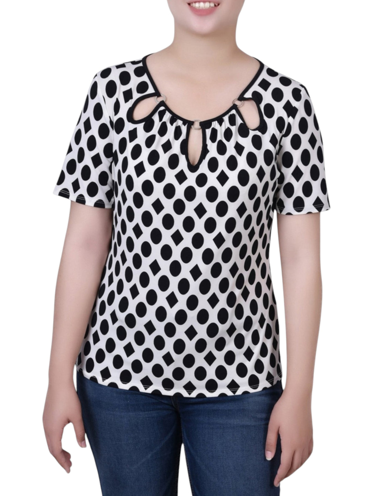 Image for Women's Black Printed Top,White