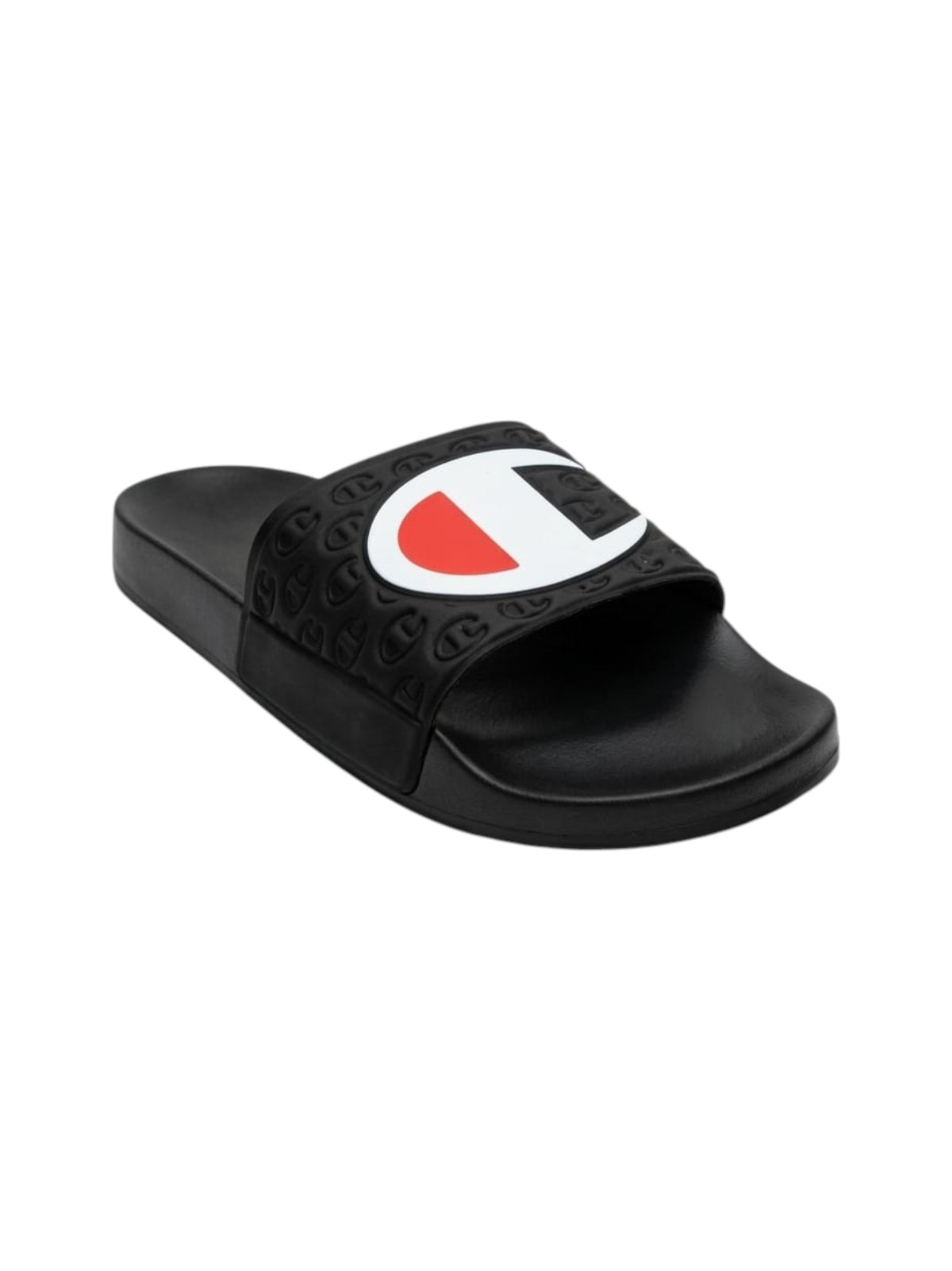 Image for Men's Logo Patched Slippers,Black