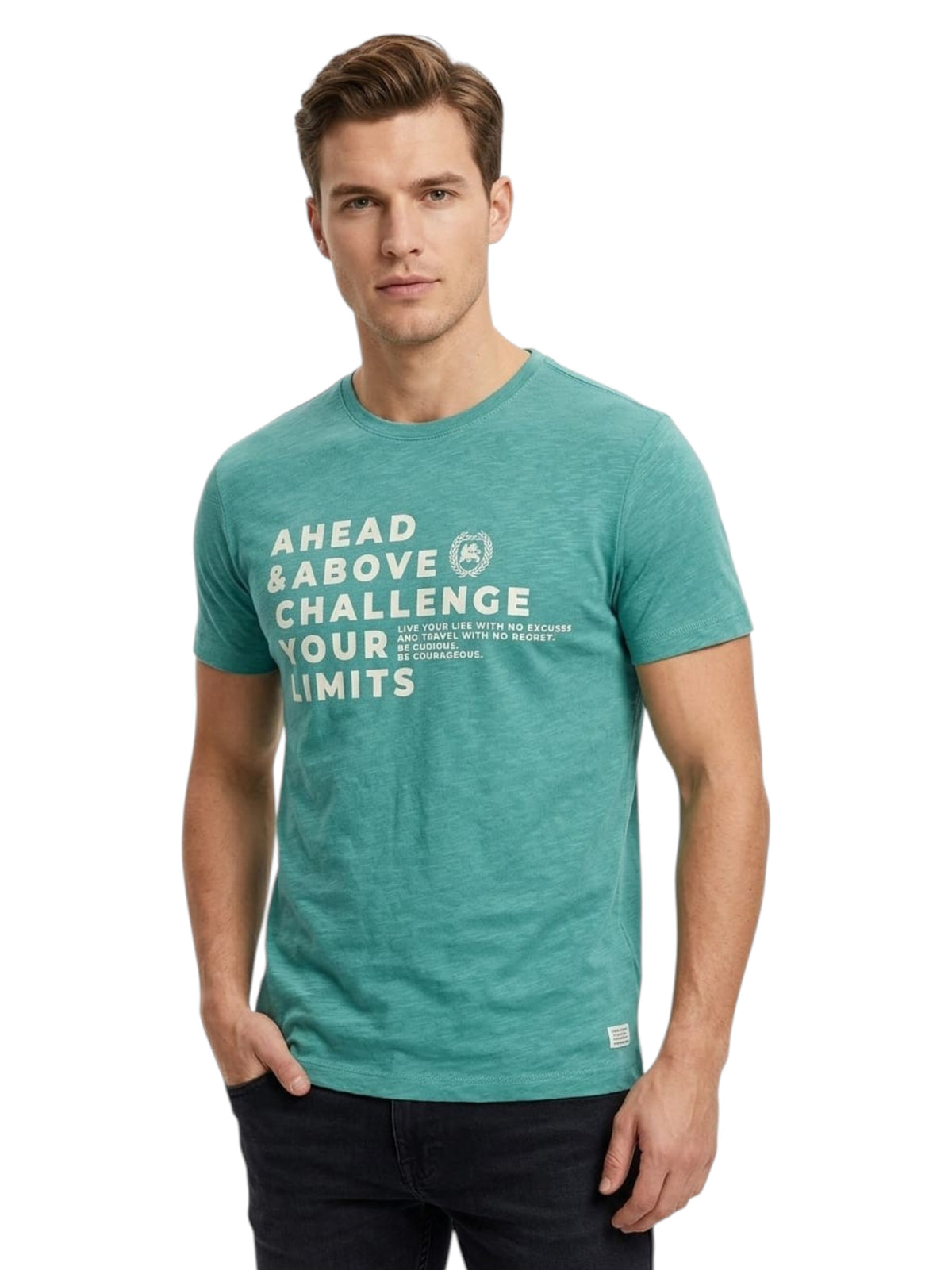 Image for Men's Printed Top,Aqua