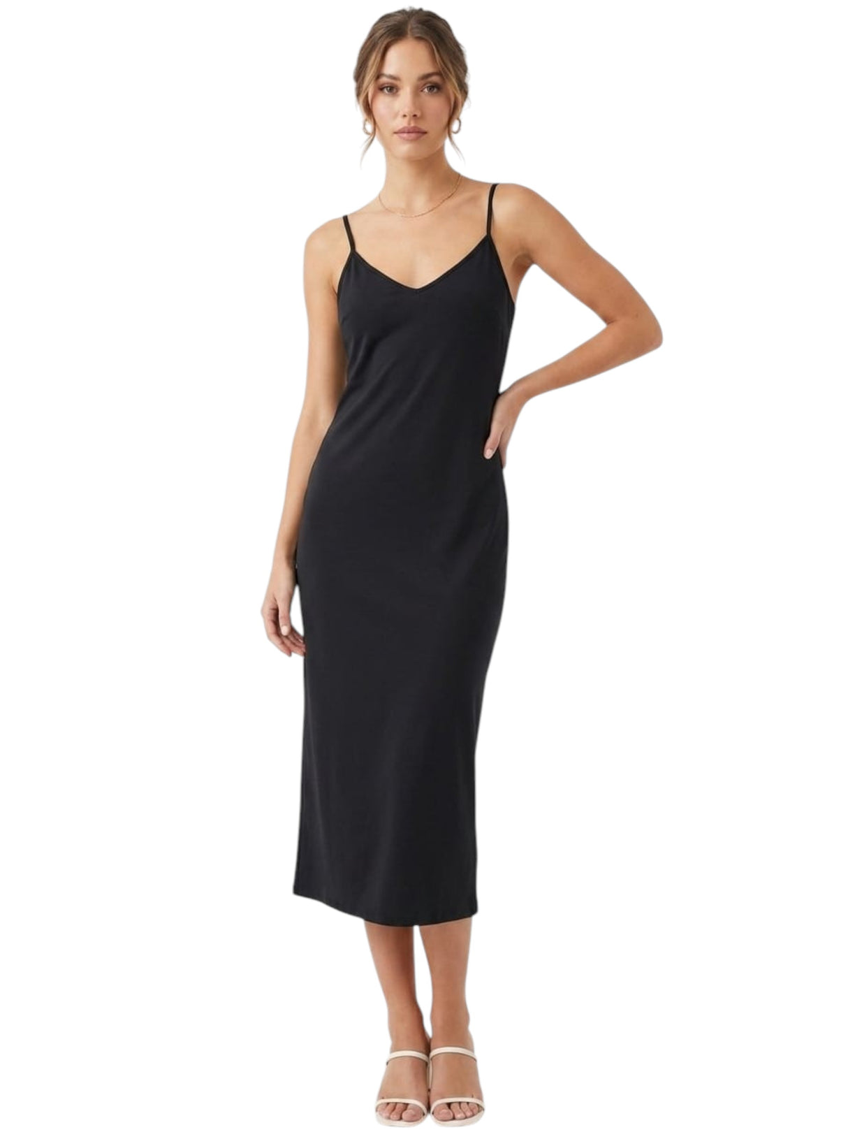 Image for Women's Plain Solid Dress,Black