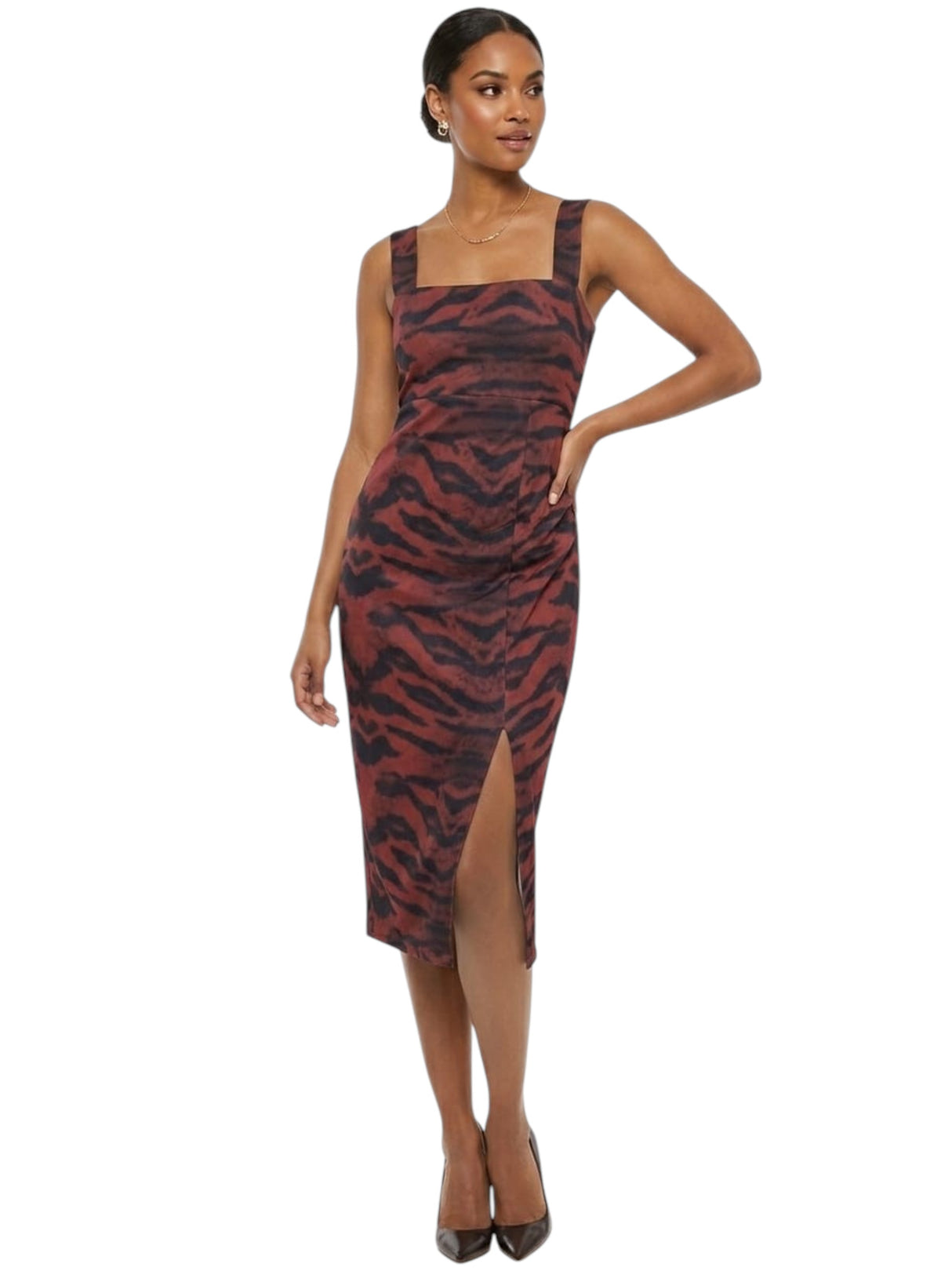 Image for Women's Printed Dress,Black/Brick