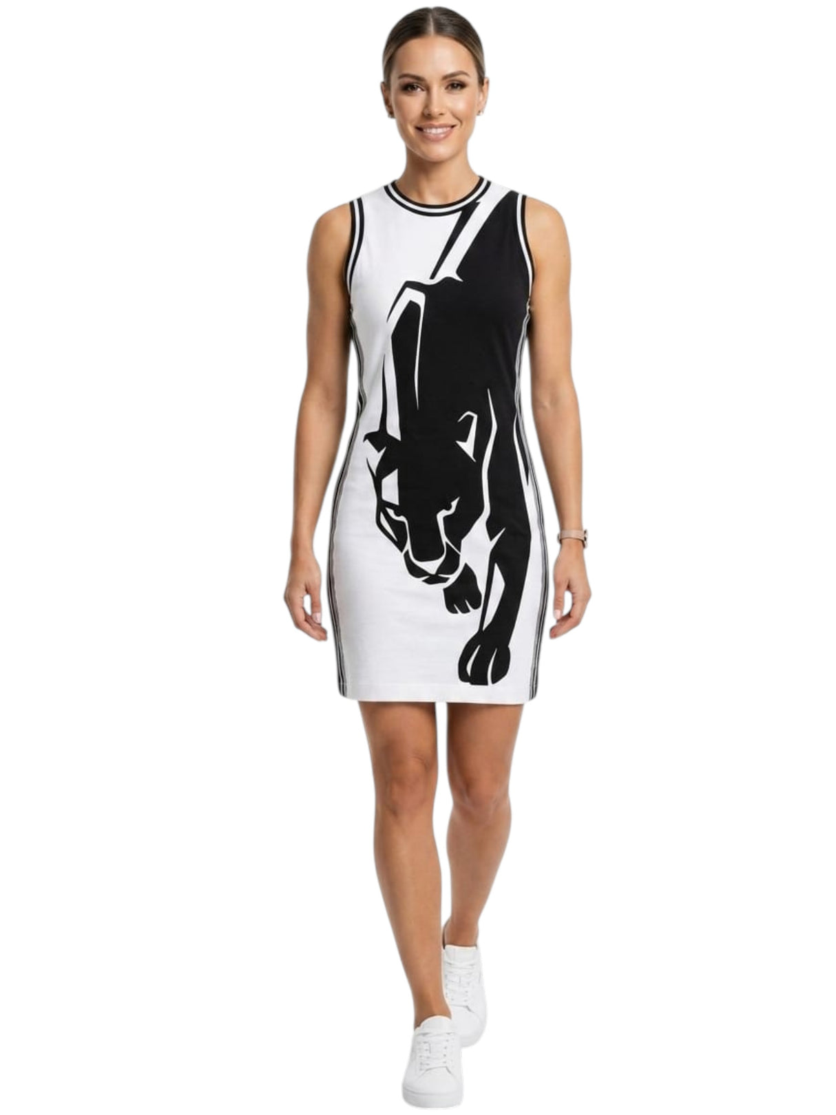 Image for Women's Animal Printed Dress,Black/White