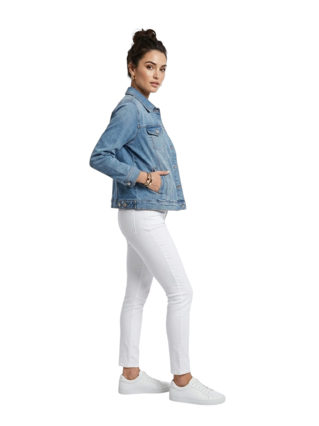 Image for Women's Plain Jeans Jacket,Blue