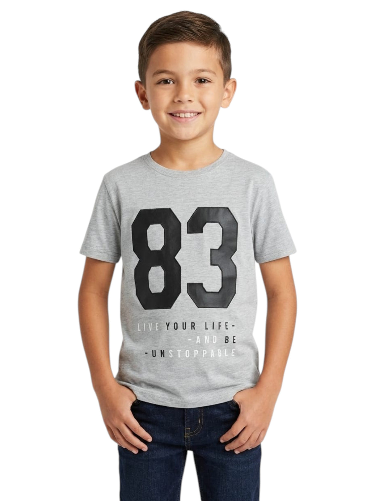 Image for Kids Boy's Printed Top,Grey