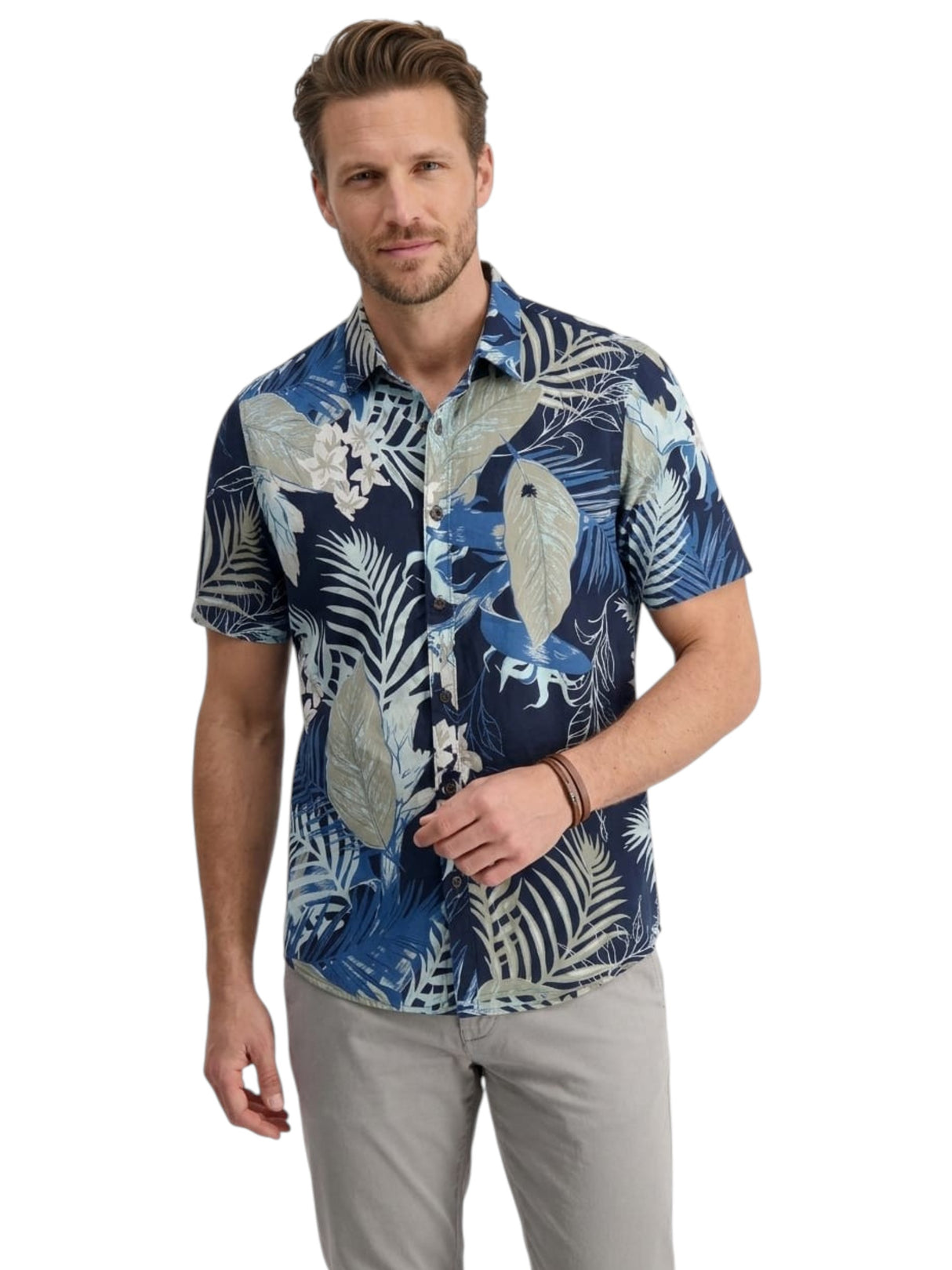 Image for Men's Printed Dress Shirt,Navy
