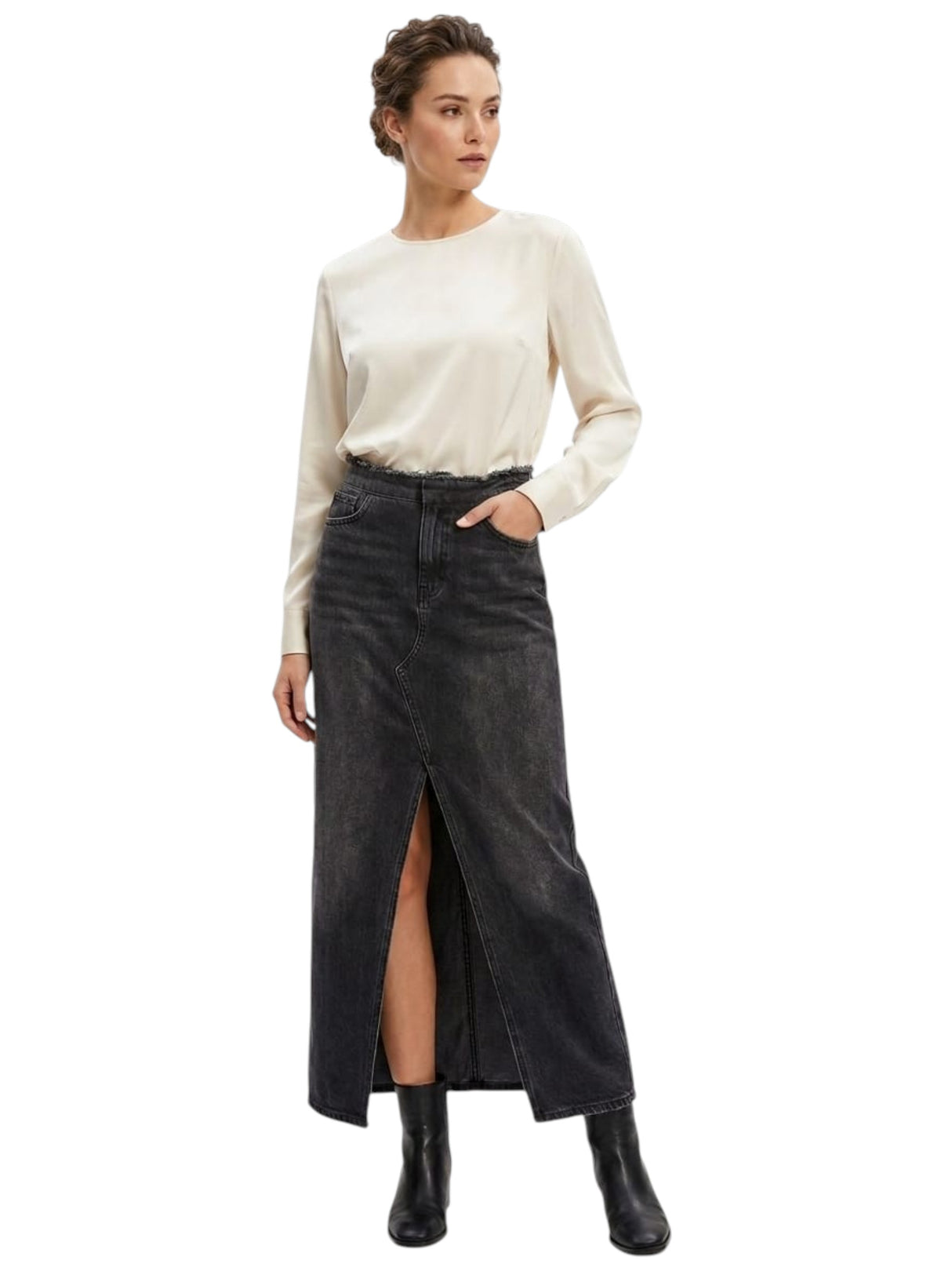 Image for Women's Plain Jeans Skirt,Black