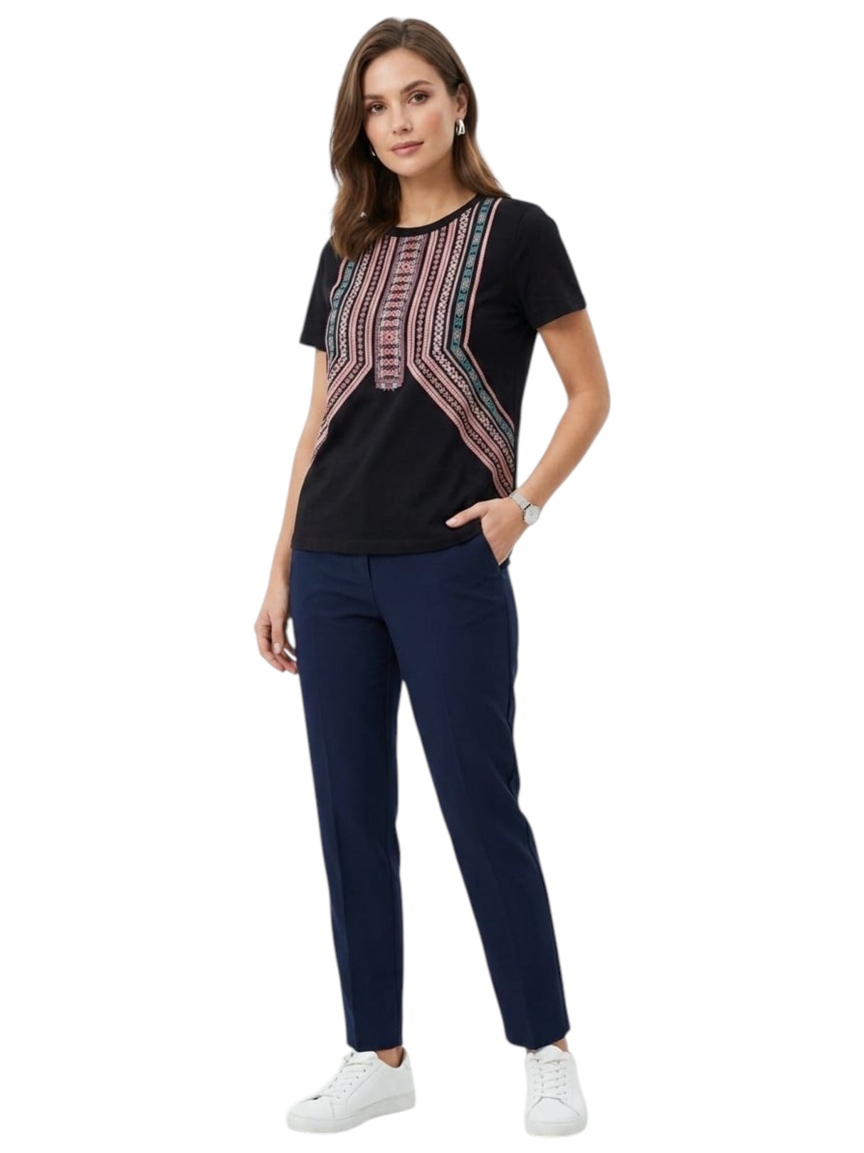 Image for Women's Graphic Printed Top,Black