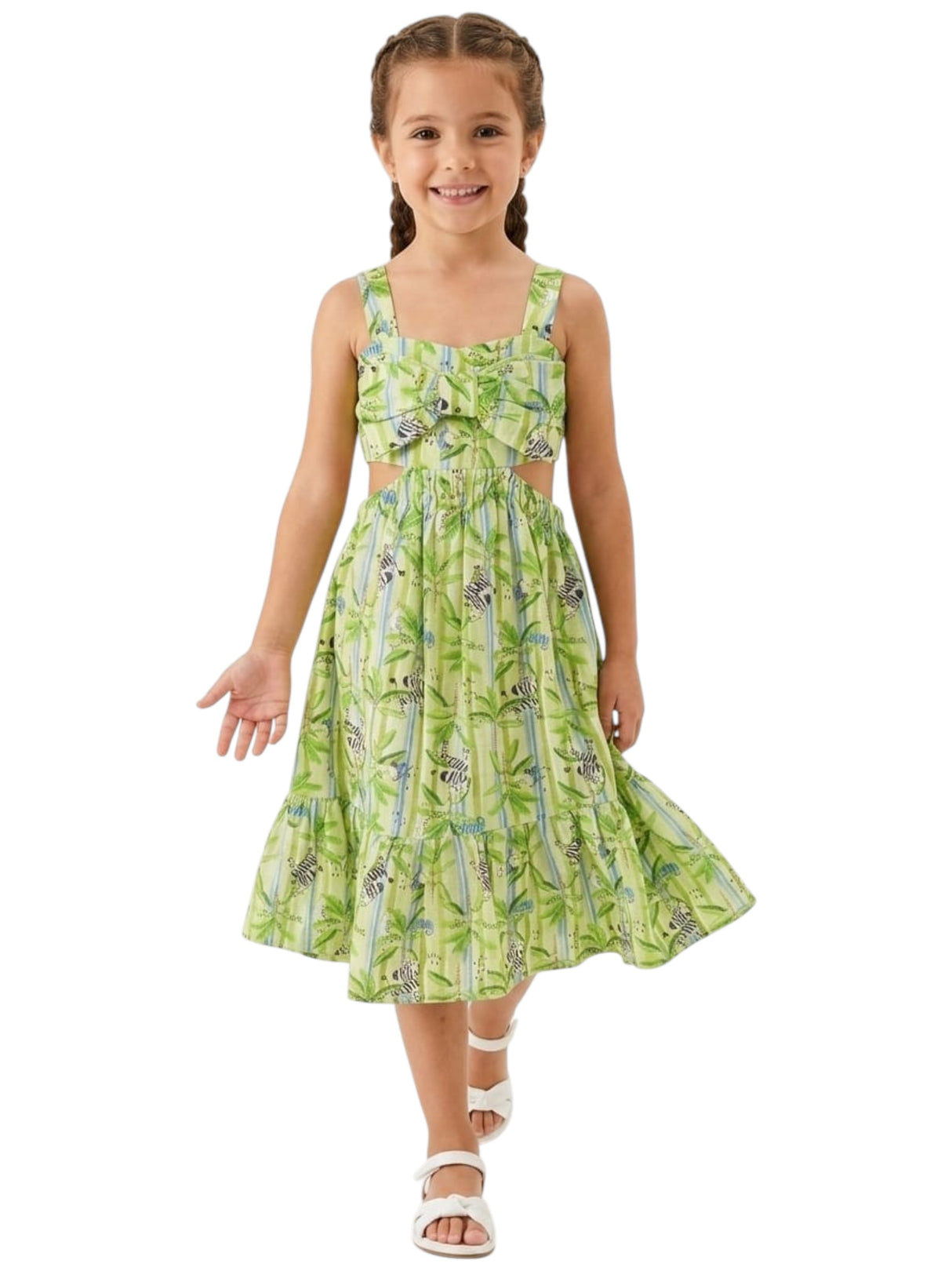 Image for Kids Girl's Printed Open Dress,Green