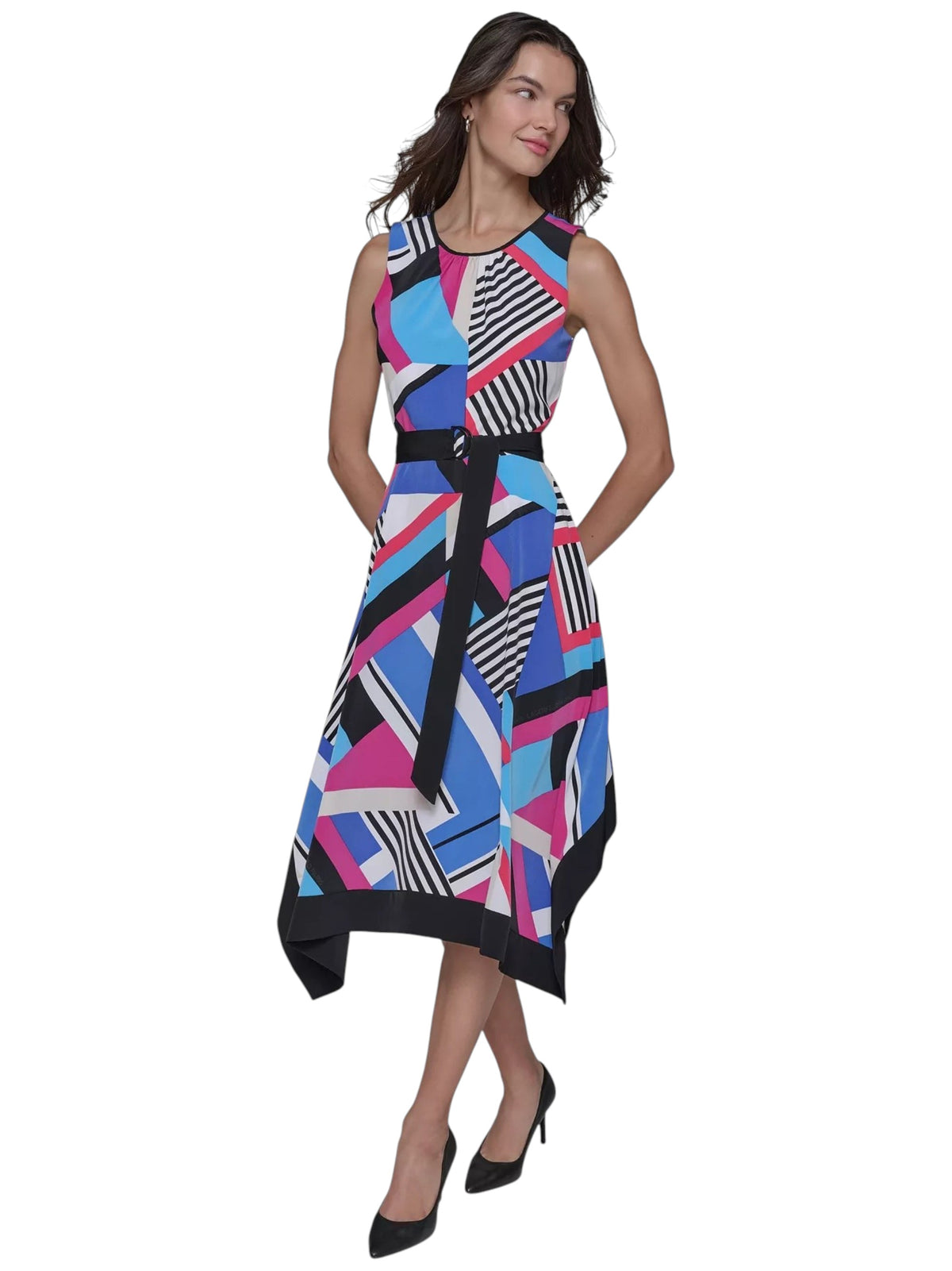 Image for Women's Printed Dress&Belt,Multi