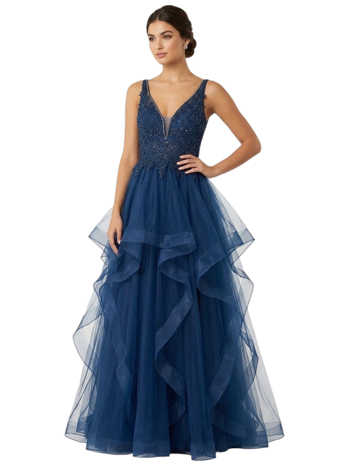 Image for Women's Ruffled Dress,Navy