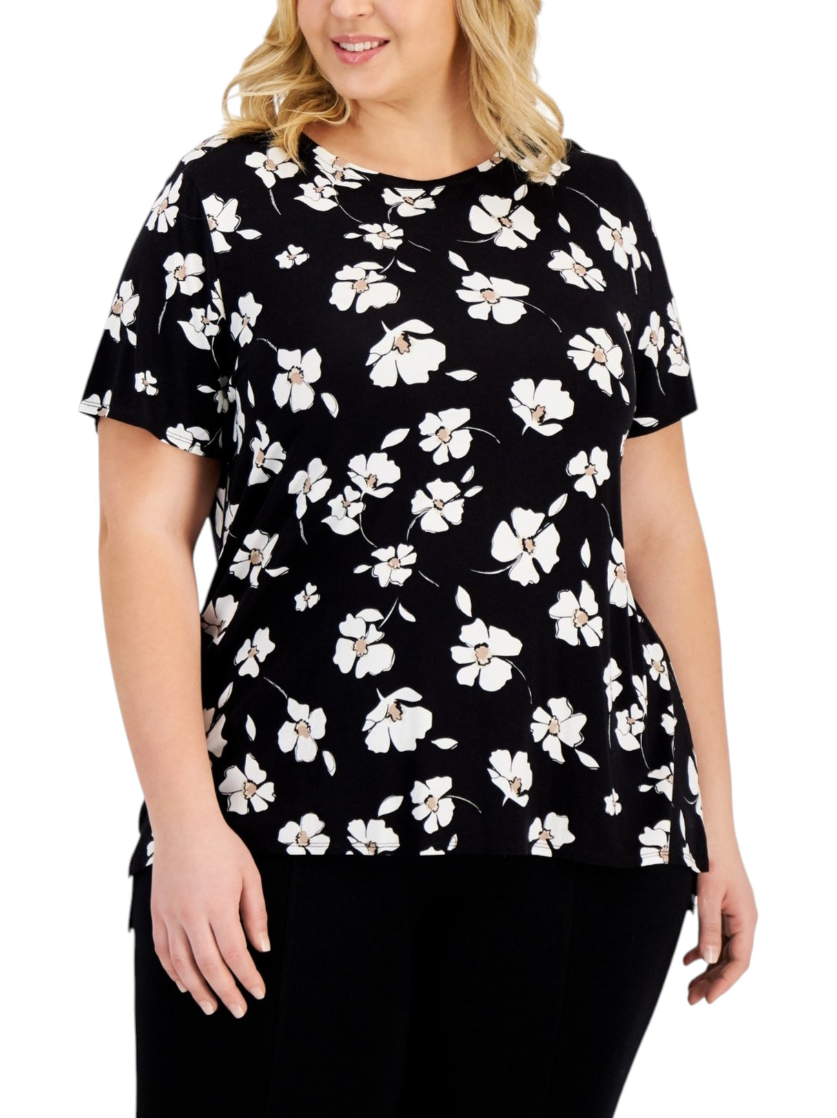 Image for Women's Floral Printed Top,Black