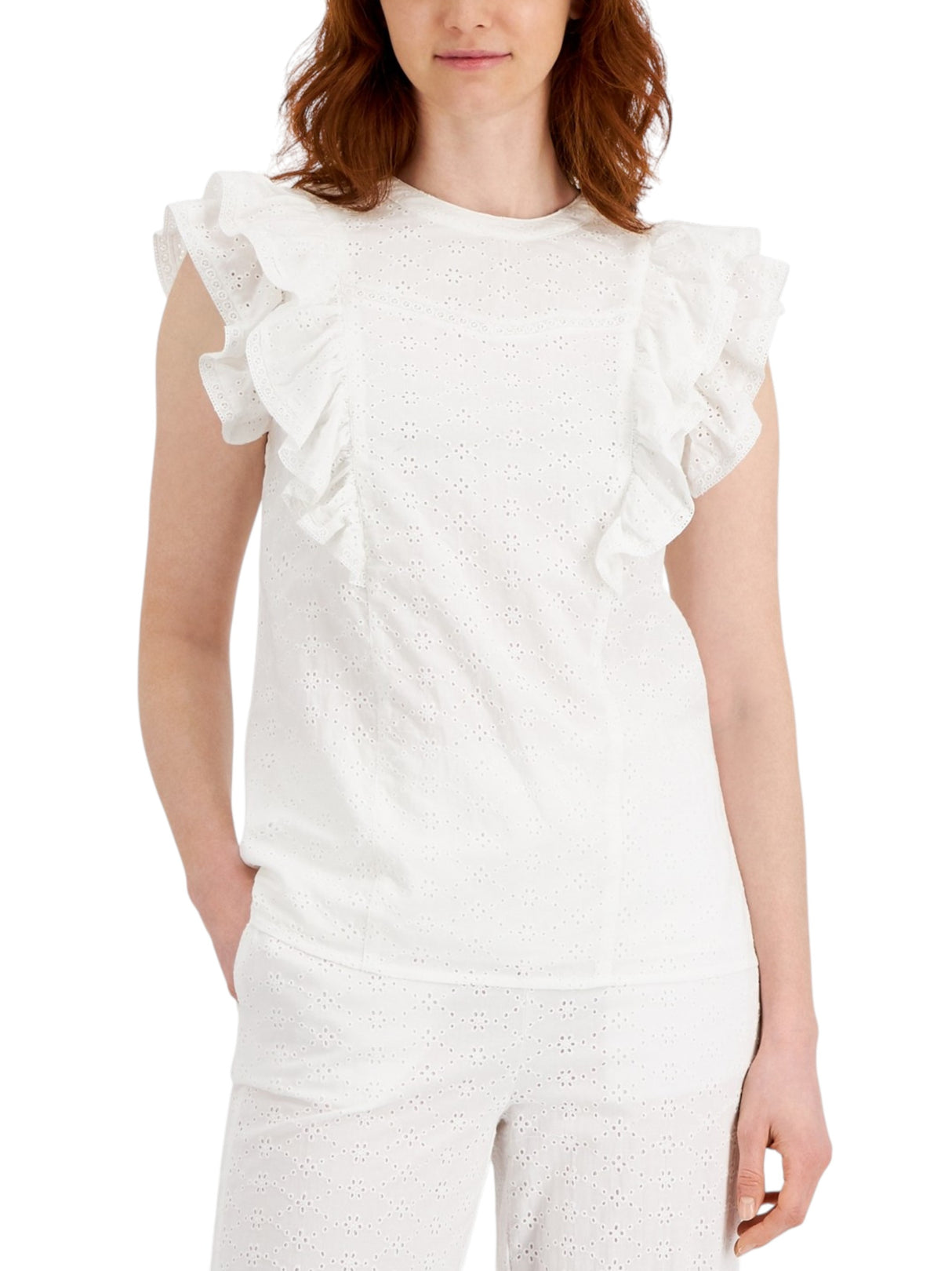 Image for Women's Plain Broderie Anglaise Top,White