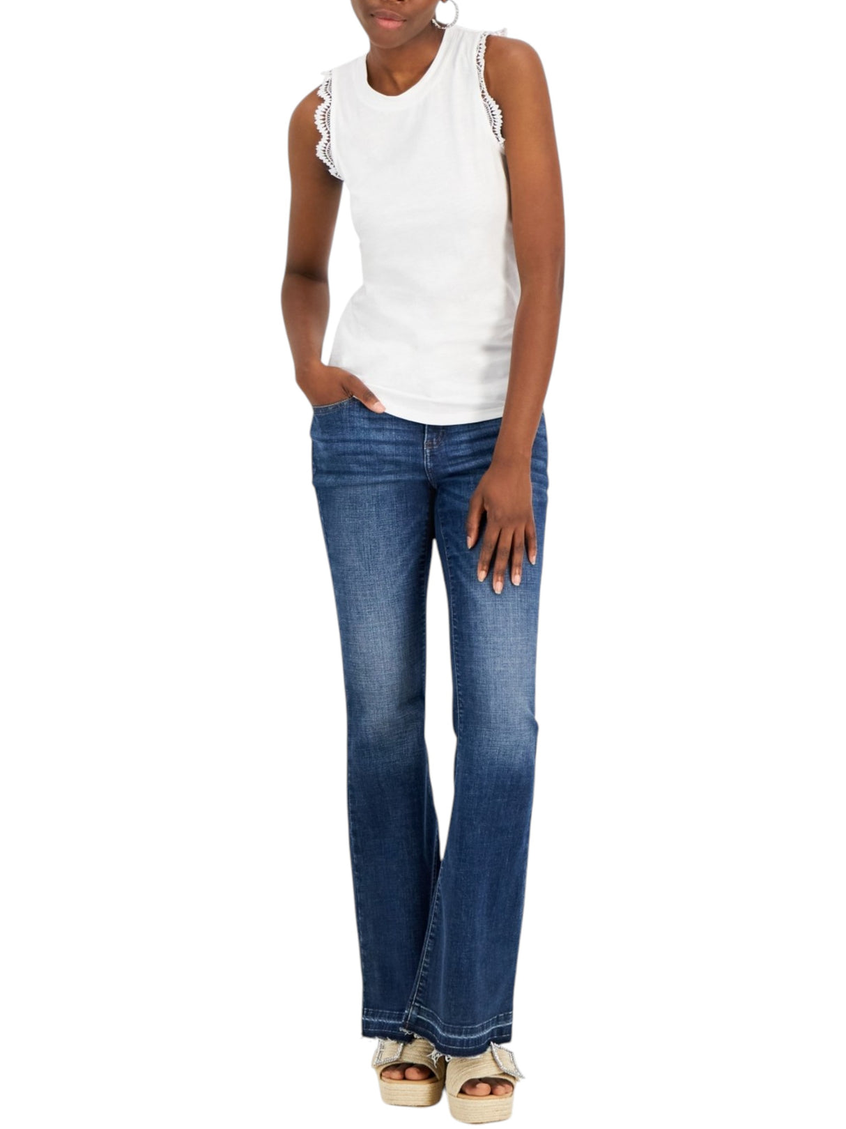 Image for Women's Lace Plain Top,White