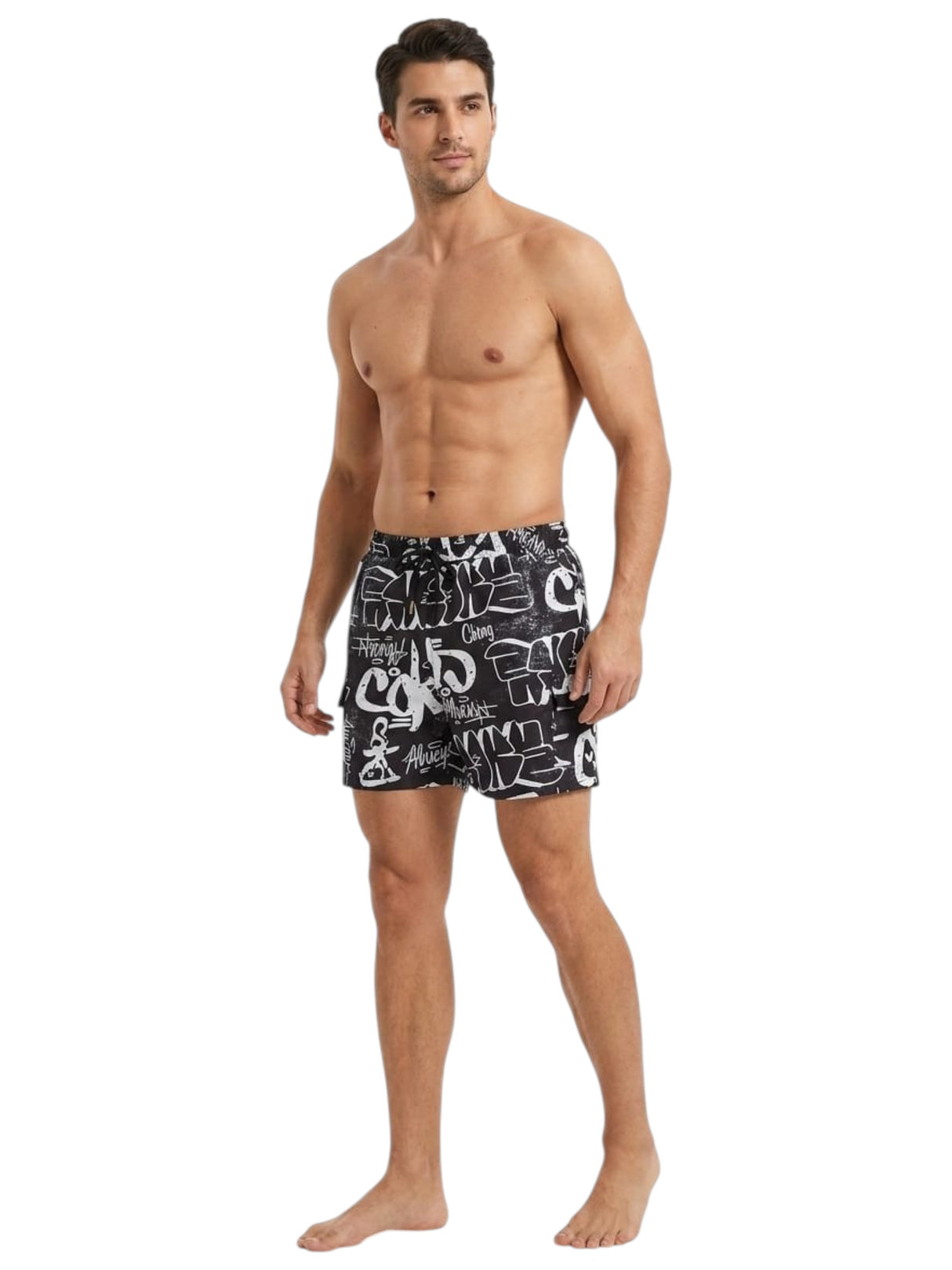 Image for Men's Printed Swim Short,Black