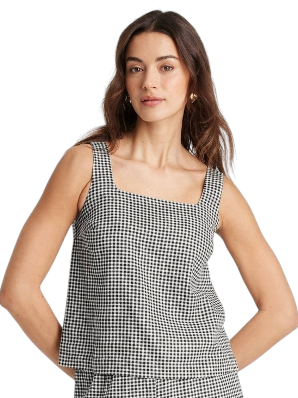 Image for Women's Plaid Top,Black/White