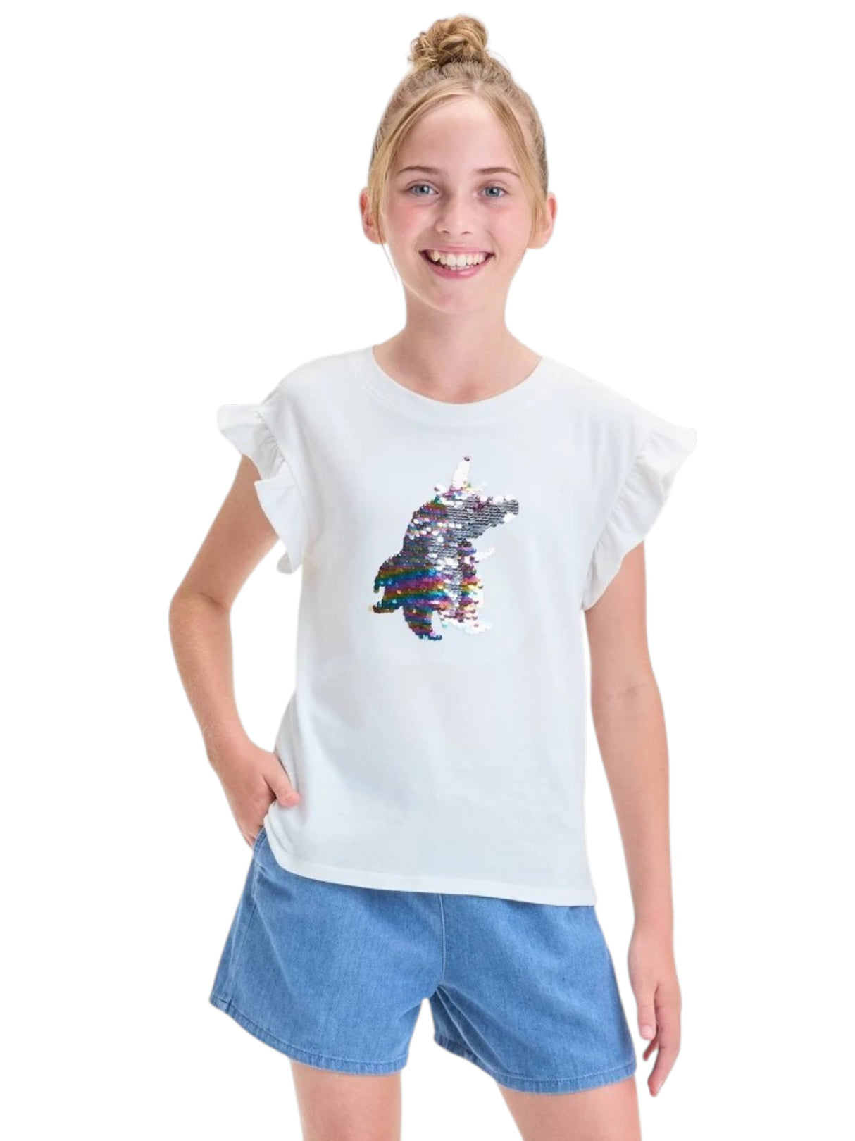 Image for Kids Girl's Sequined Top,White