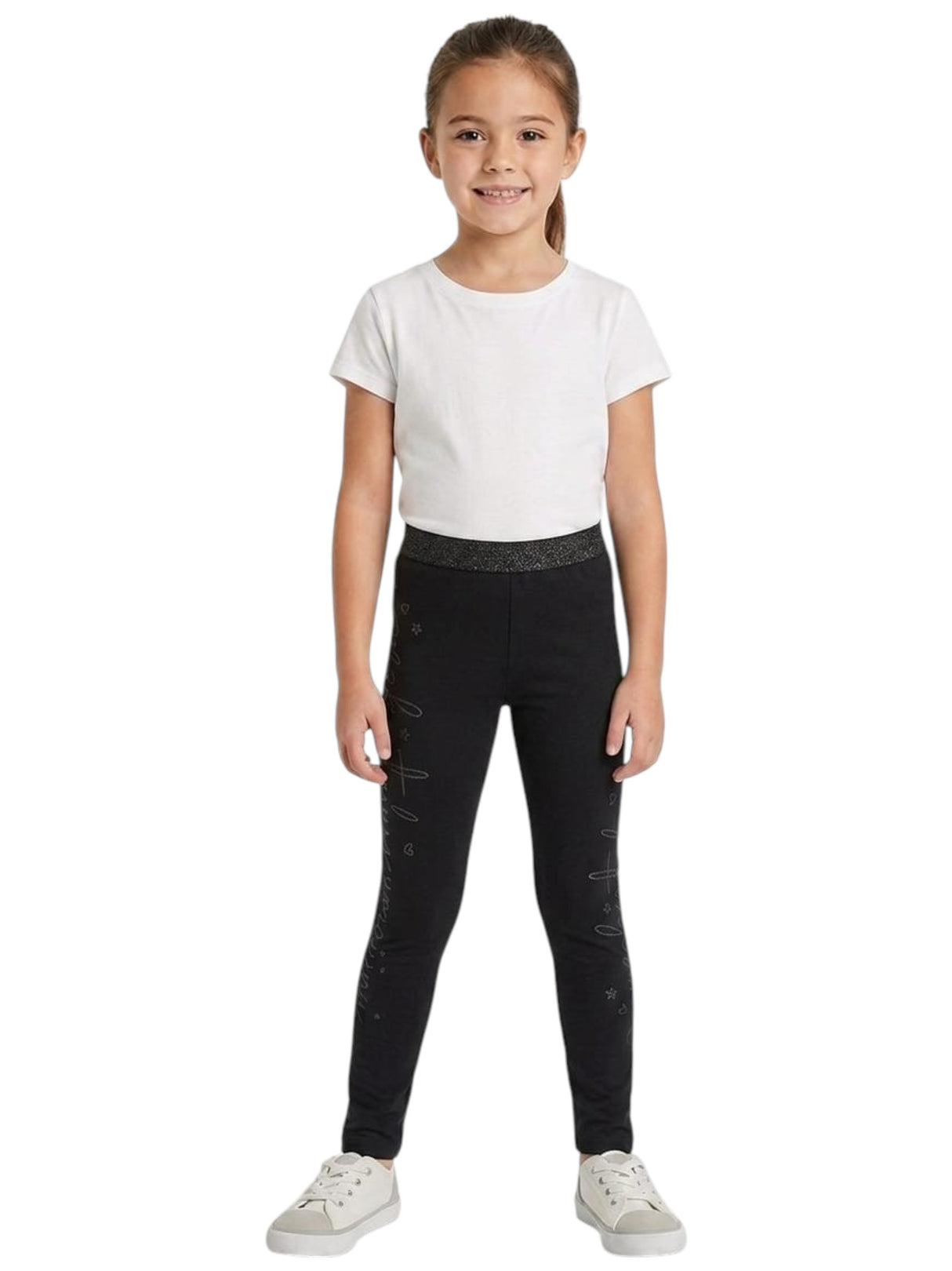 Image for Kids Girl's Printed Glitter Waist Legging,Black