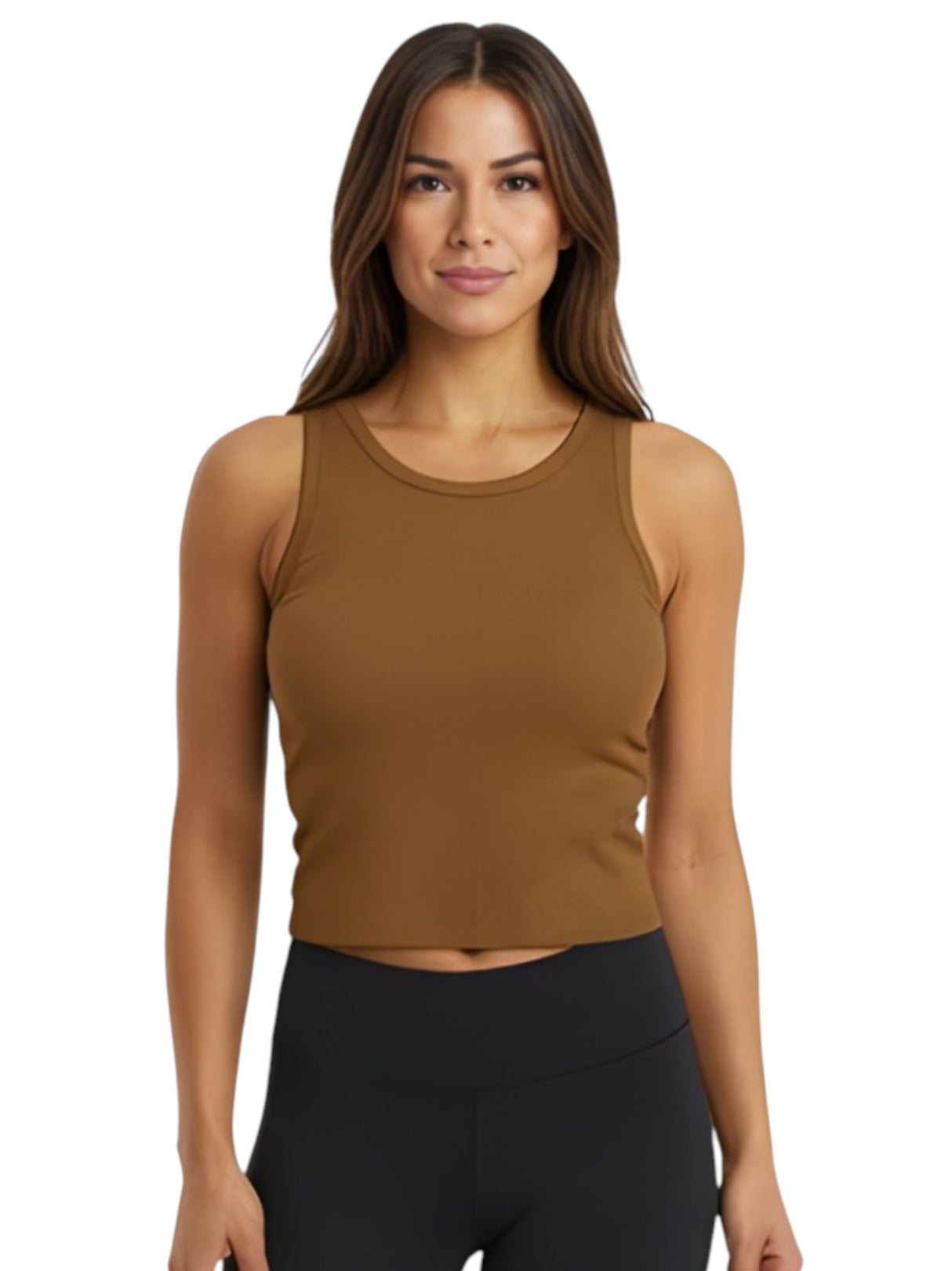 Image for Women's Ribbed Crop Top,Brown
