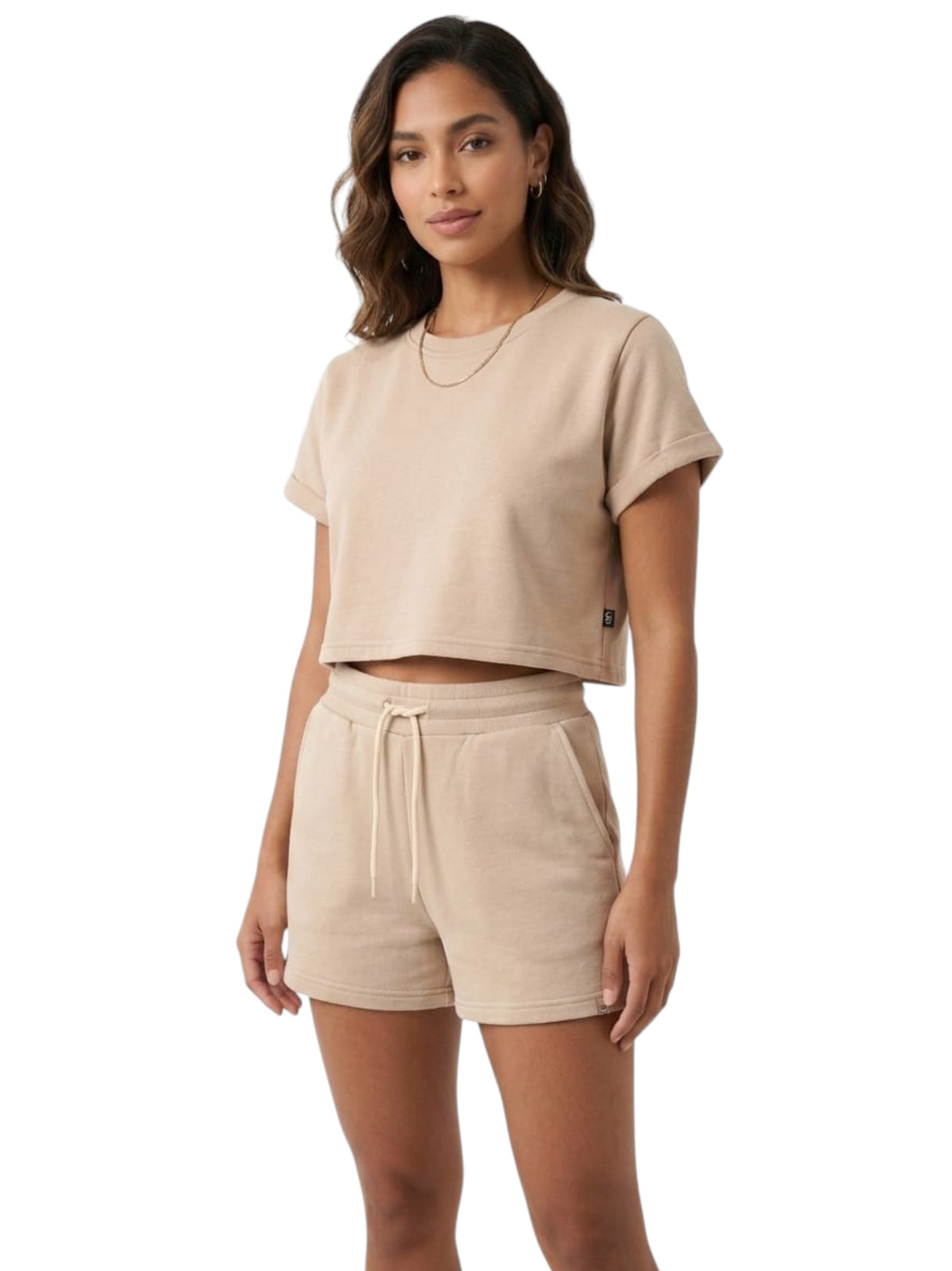 Image for Women's Plain Crop Top,Beige