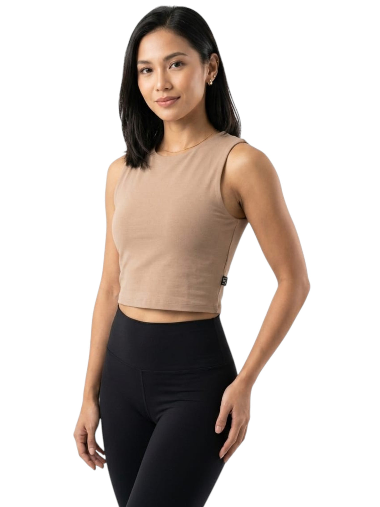 Image for Women's Plain Crop Top,Light Brown