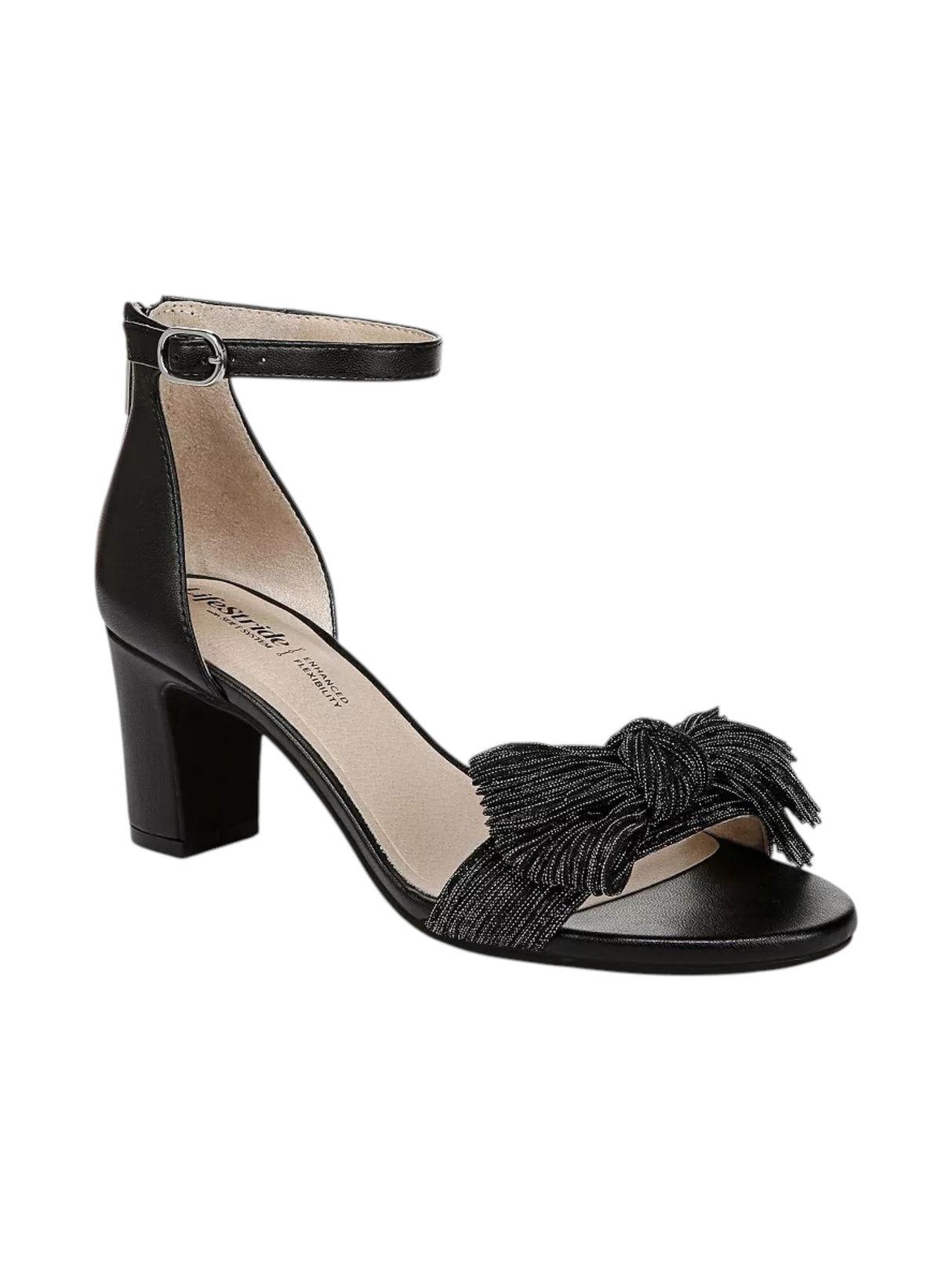 Image for Women's Shiny Bow Front Heeled Shoes,Black
