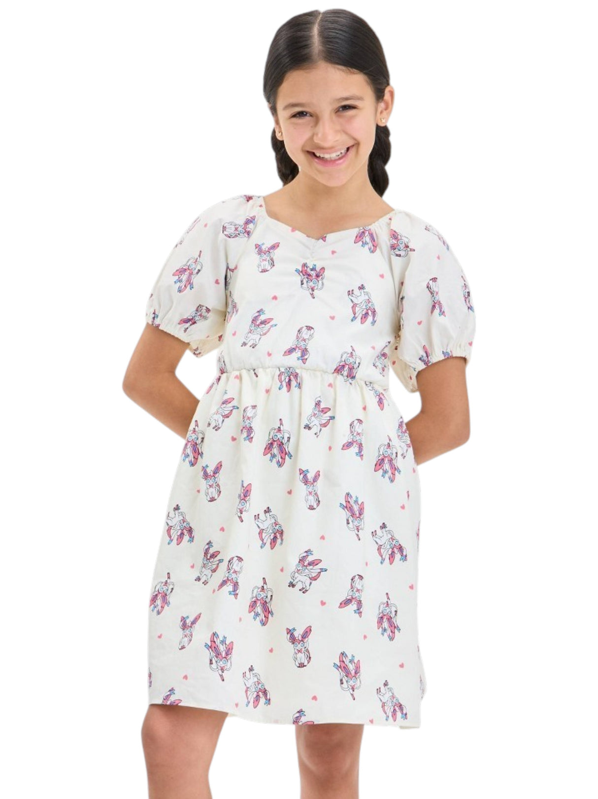 Image for Kids Girl's Printed Dress,Light Beige