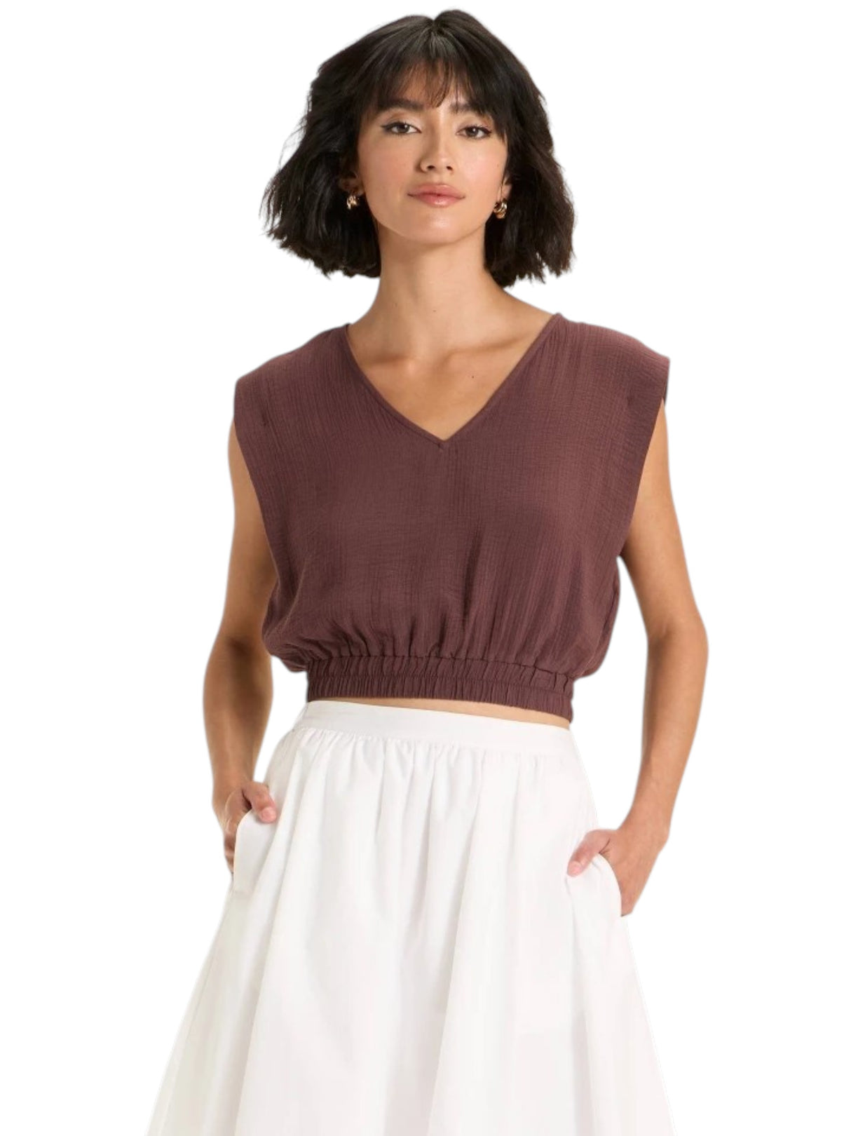 Image for Women's Plain Solid Top,Brown