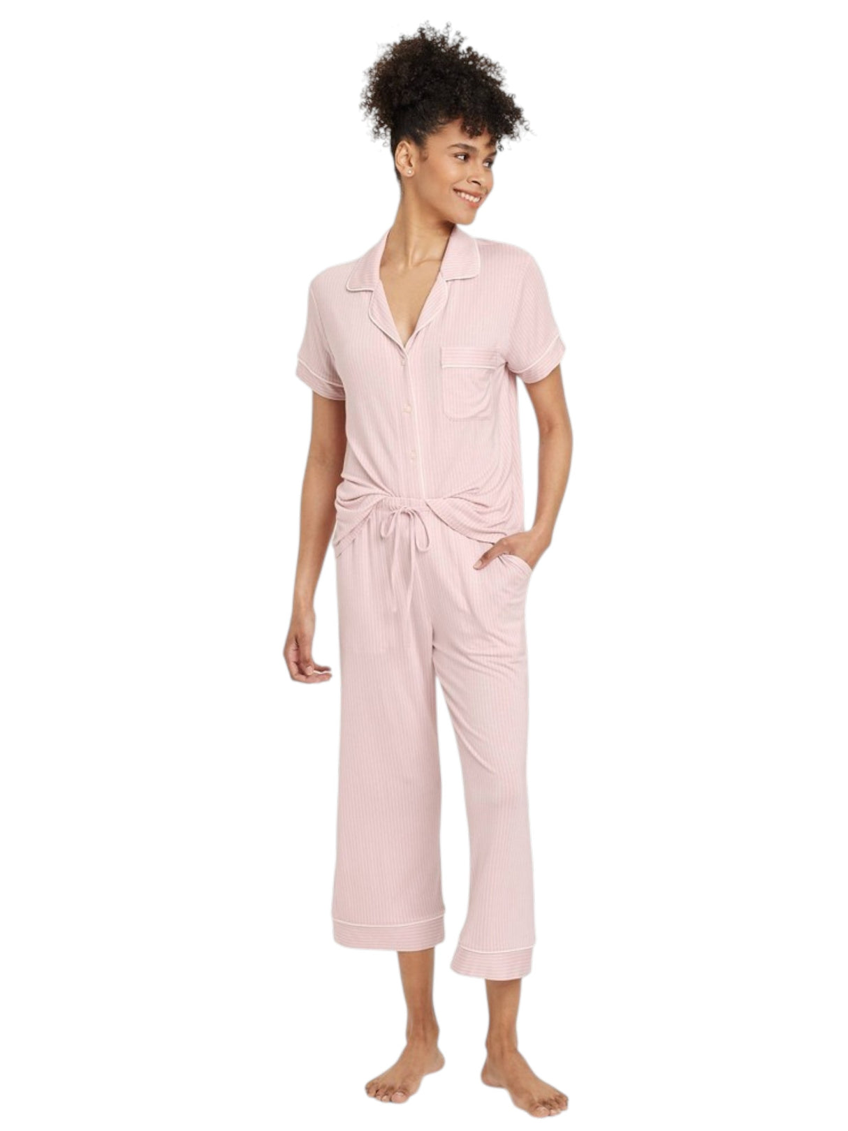 Image for Women's Striped Sleepwear Top,Pink/White