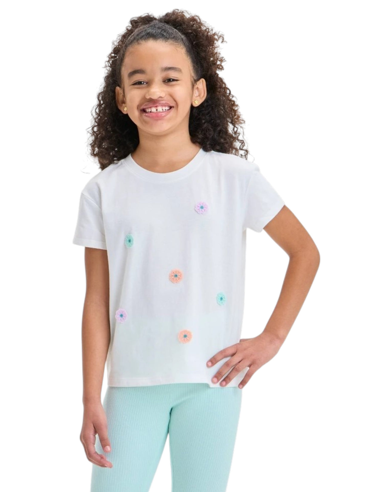 Image for Kids Girl's Floral Embroidered Top,White