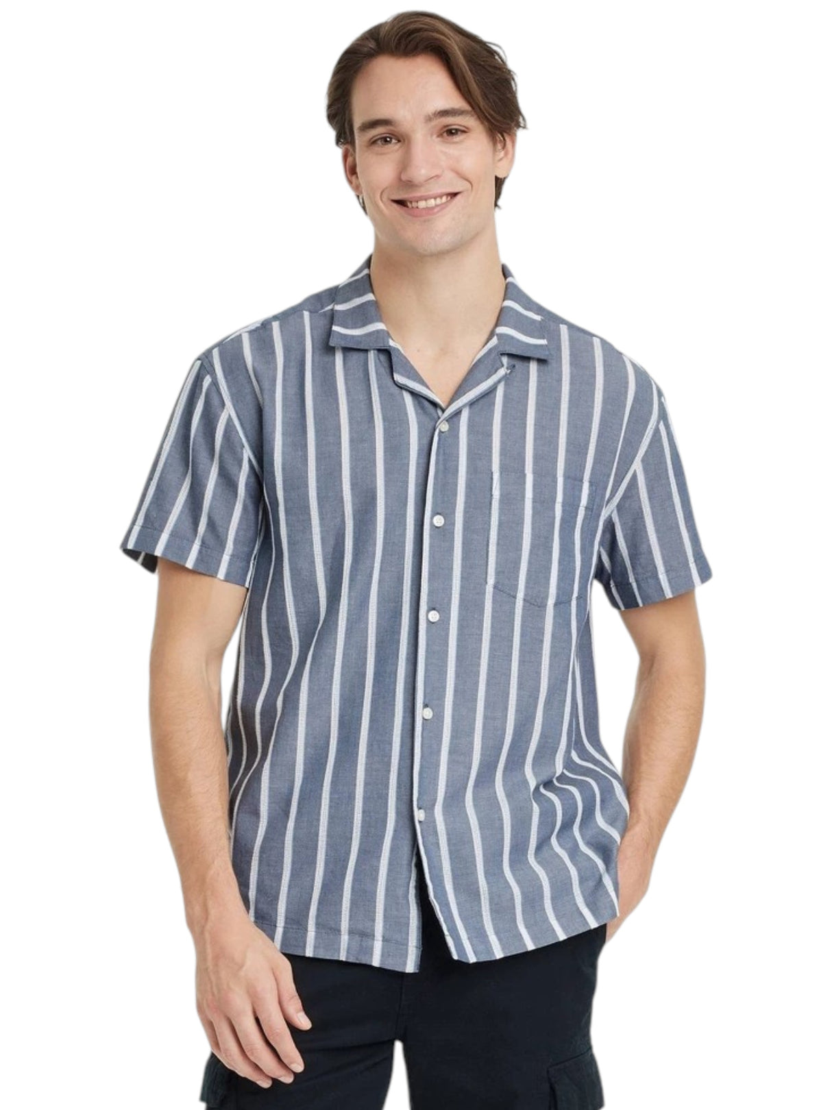 Image for Men's Stripped Dress Shirt,Grey