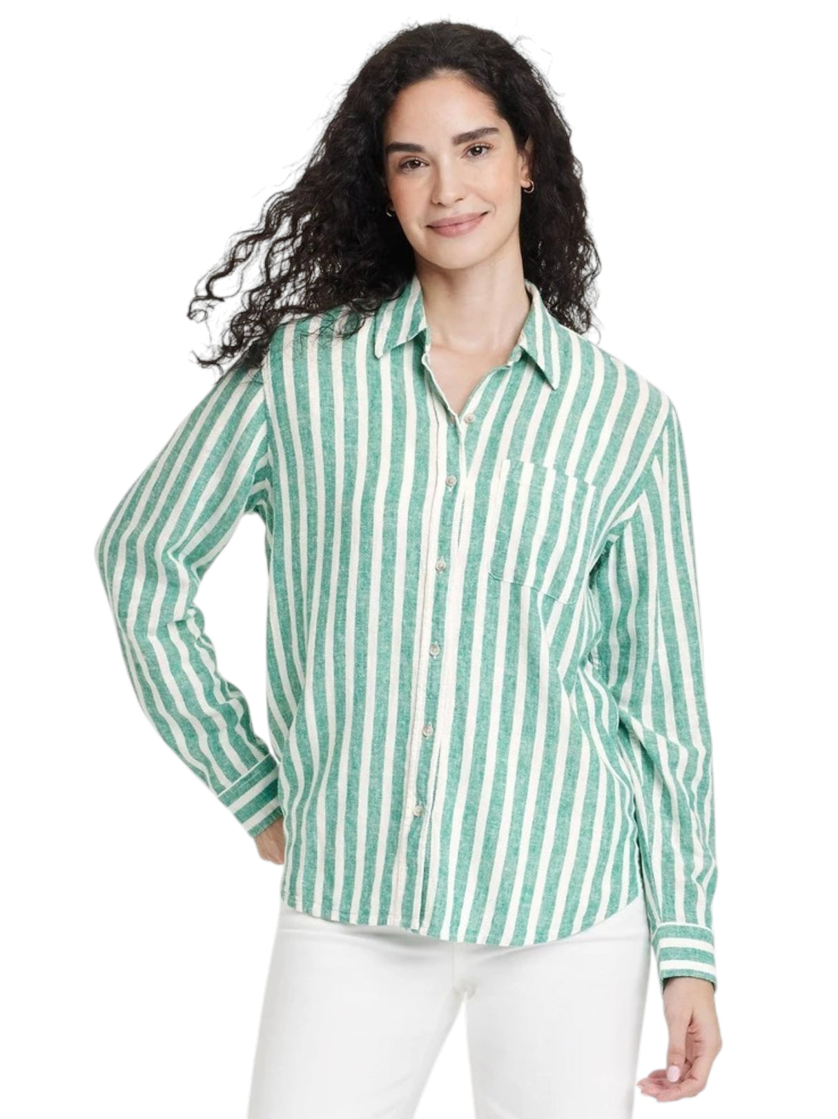 Image for Women's White Stripped Chemise,Mint