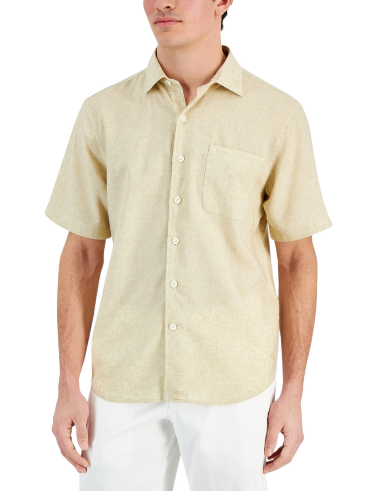 Image for Men's Plain Solid Dress Shirt,Beige
