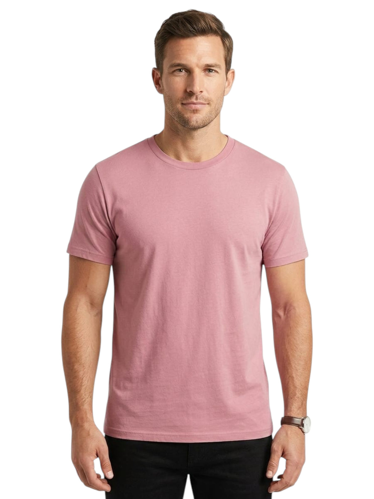 Image for Men's Plain Solid Top,Dusty Pink