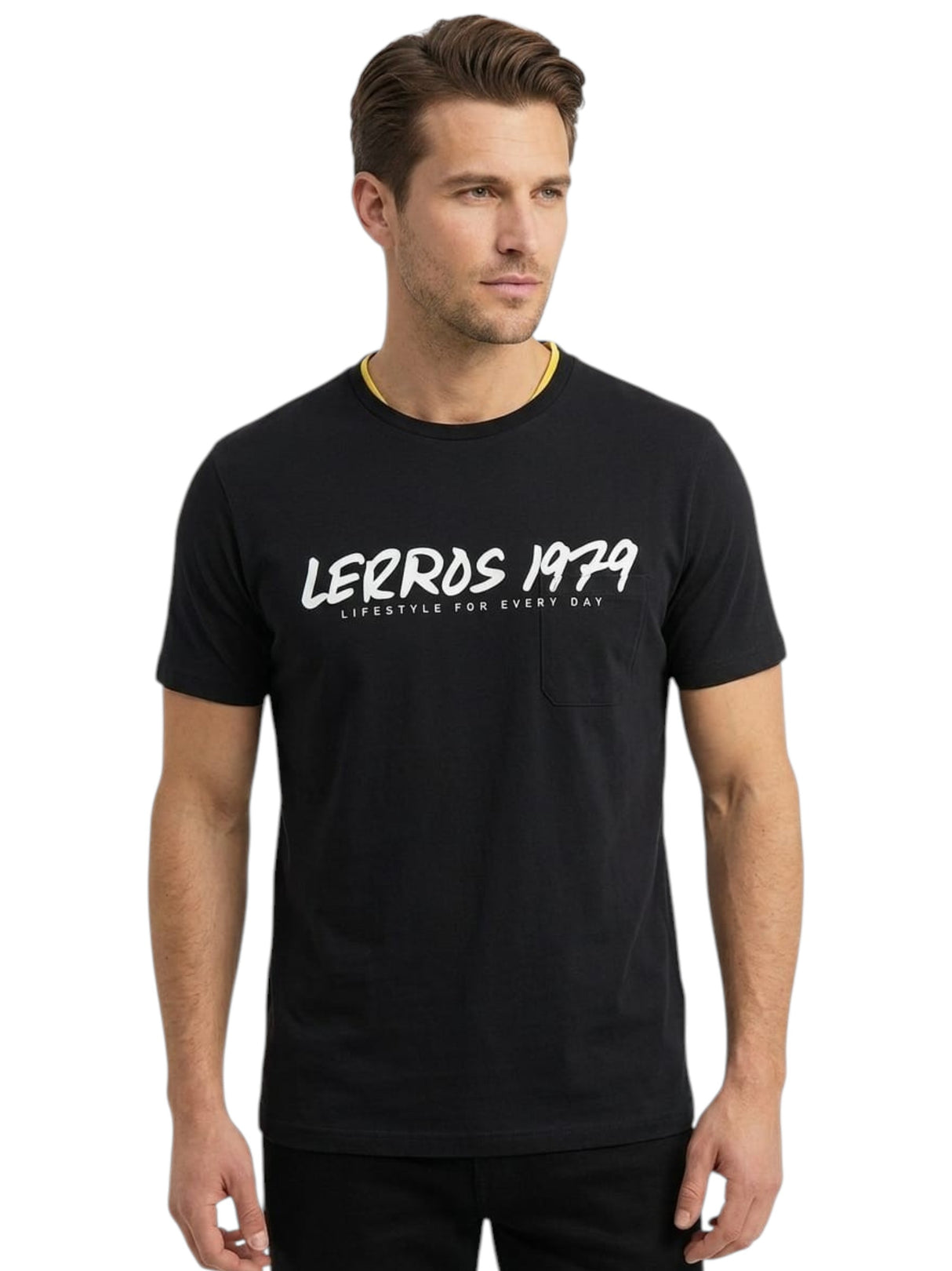 Image for Men's Brand Logo Printed Top,Black