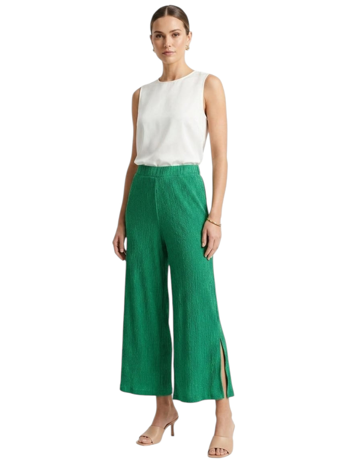 Image for Women's Textured Capri Pant,Green